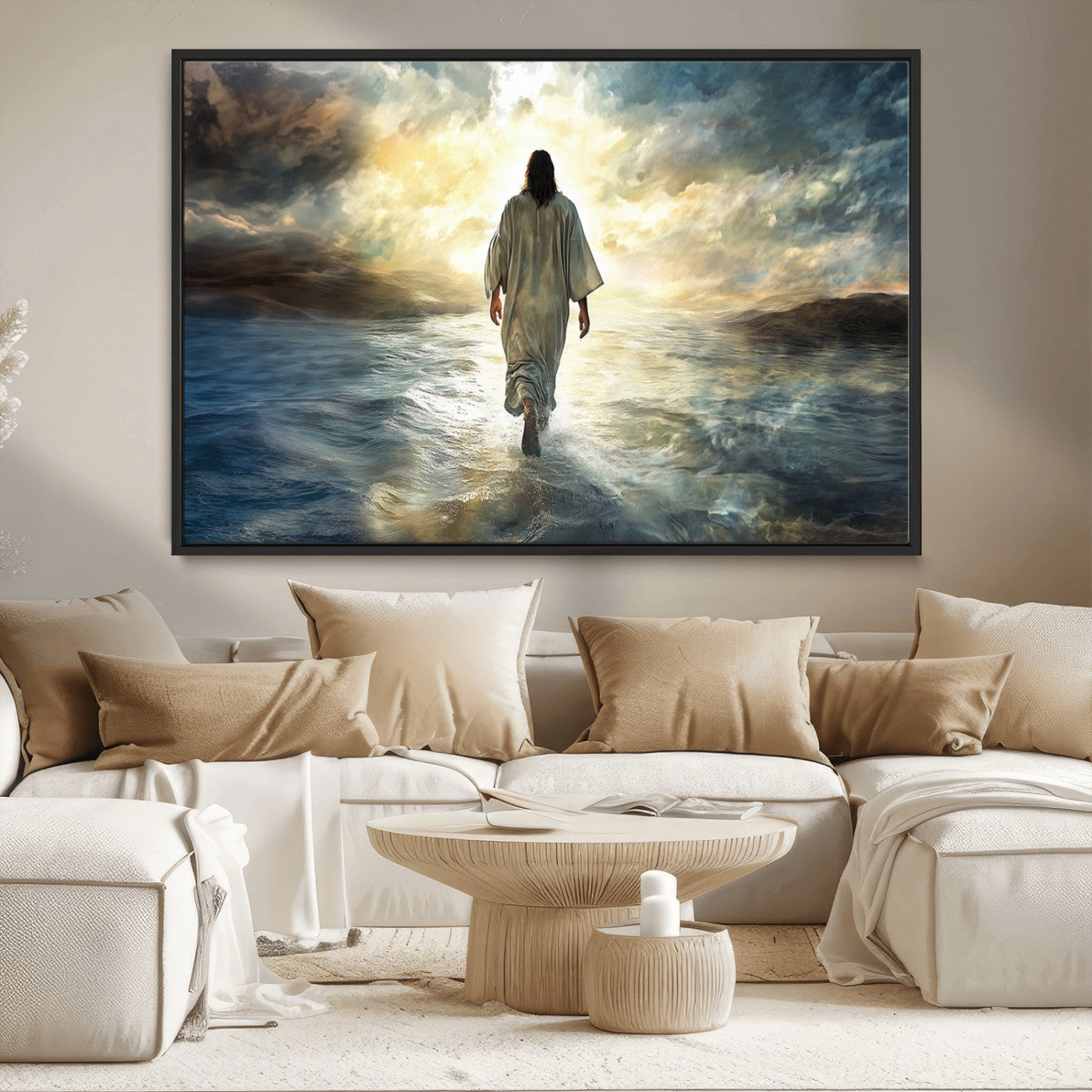 MGV-FC-36X24 - Jesus Walking on Water Wall Art | Canvas Print | Ready to Hang | Christian Home Decor | Spiritual