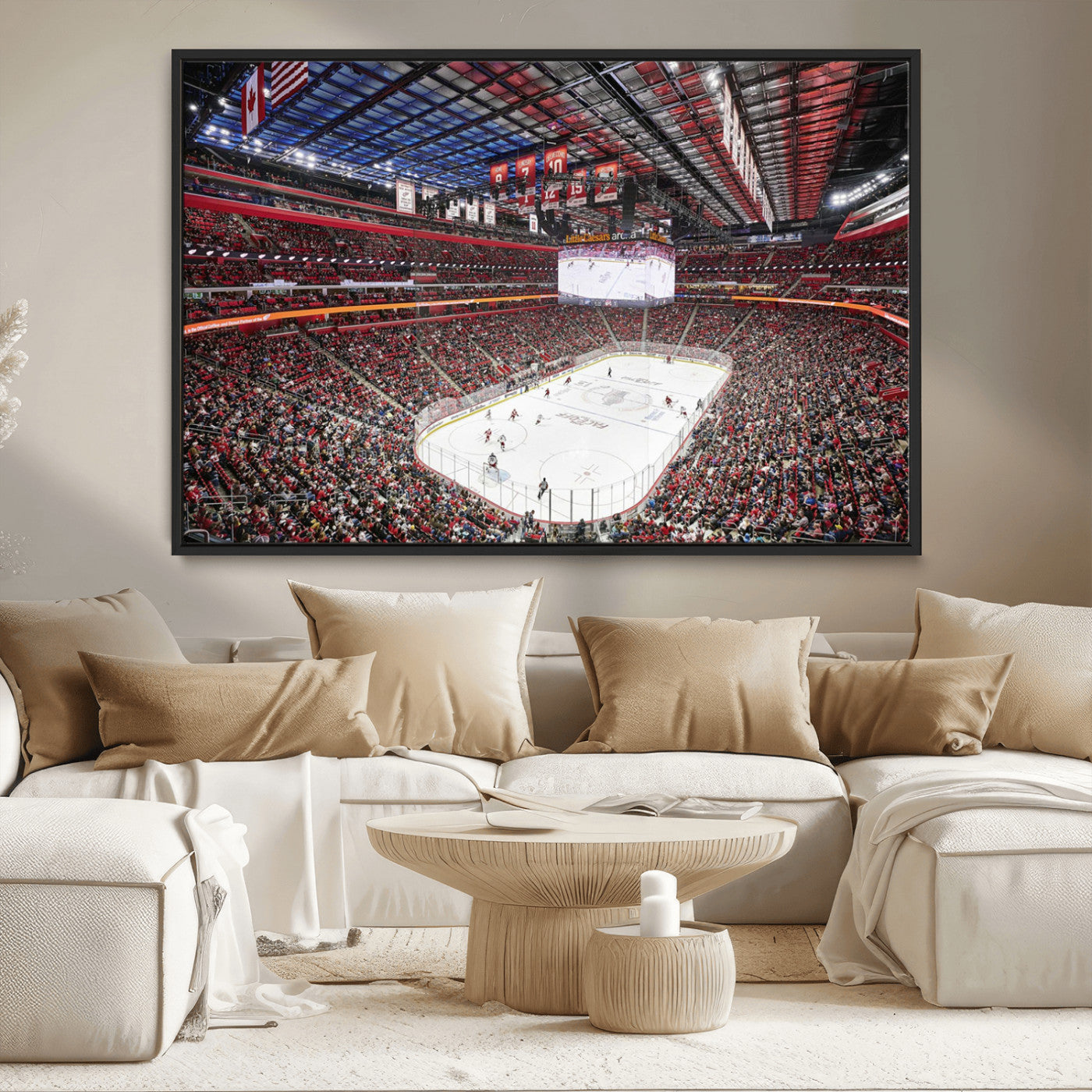 MGV-FC-36X24 - Barton Malow Little Caesars Arena Detroit Wall Art Canvas Print - Detroit Hockey and Basketball