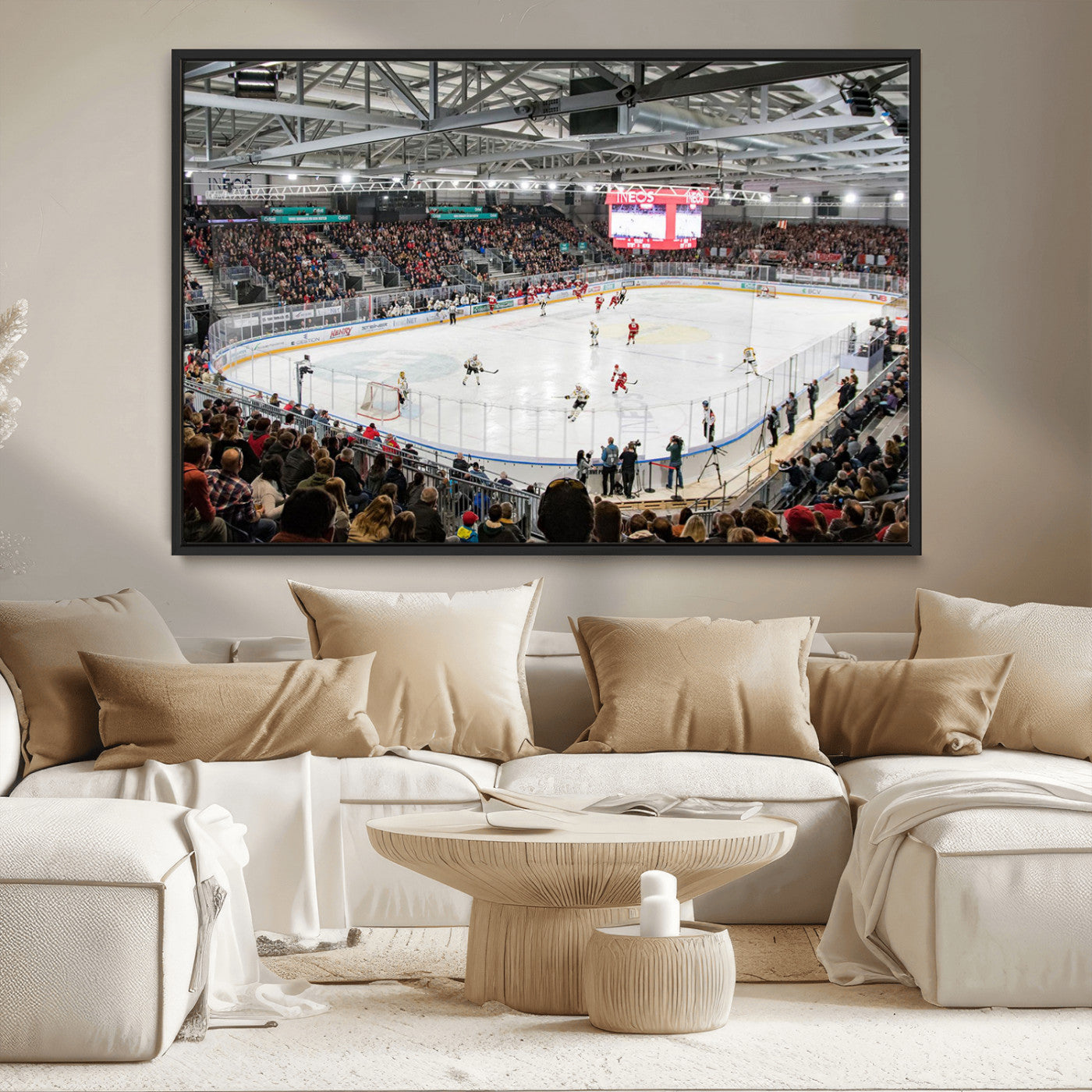 MGV-FC-36X24 - Lausanne Arena Ice Hockey Stadium Wall Art Canvas Print, Framed Lausanne Arena Ice Hockey Canvas
