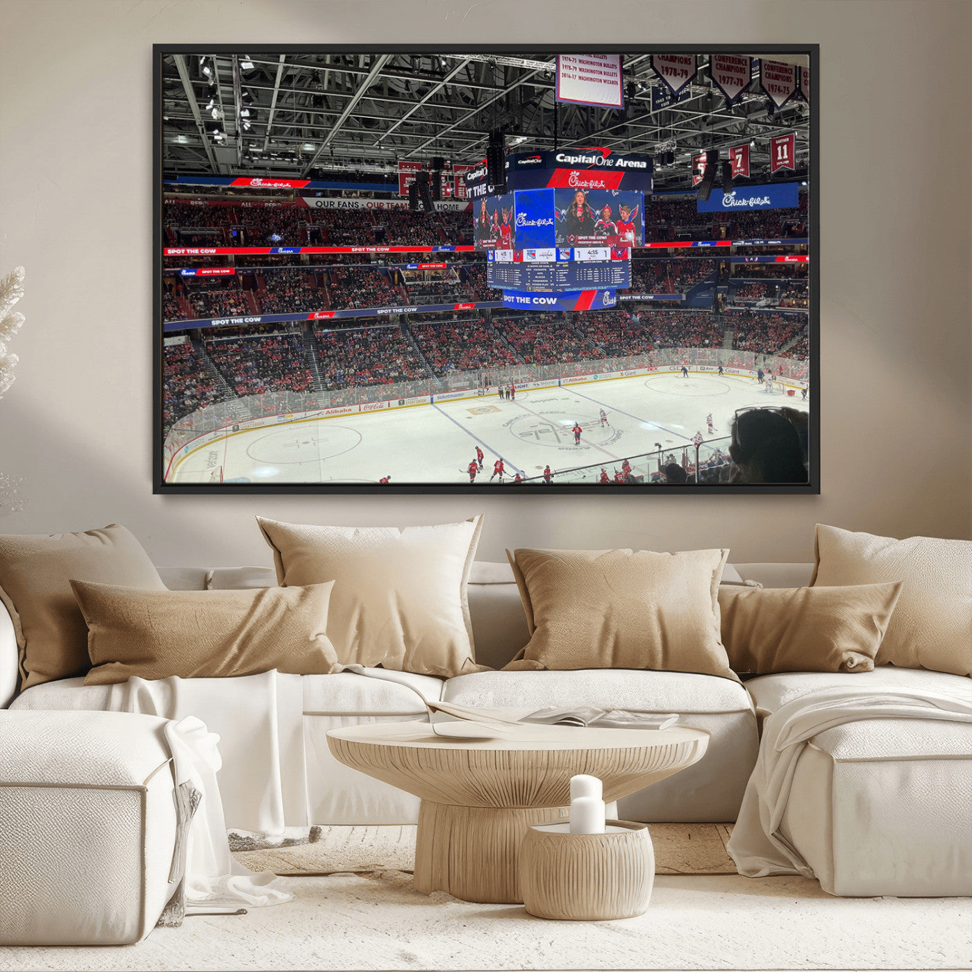 MGV-FC-36X24 - Washington Capitols New York Rangers Ice Hockey Game Stadium Wall Art Canvas Print