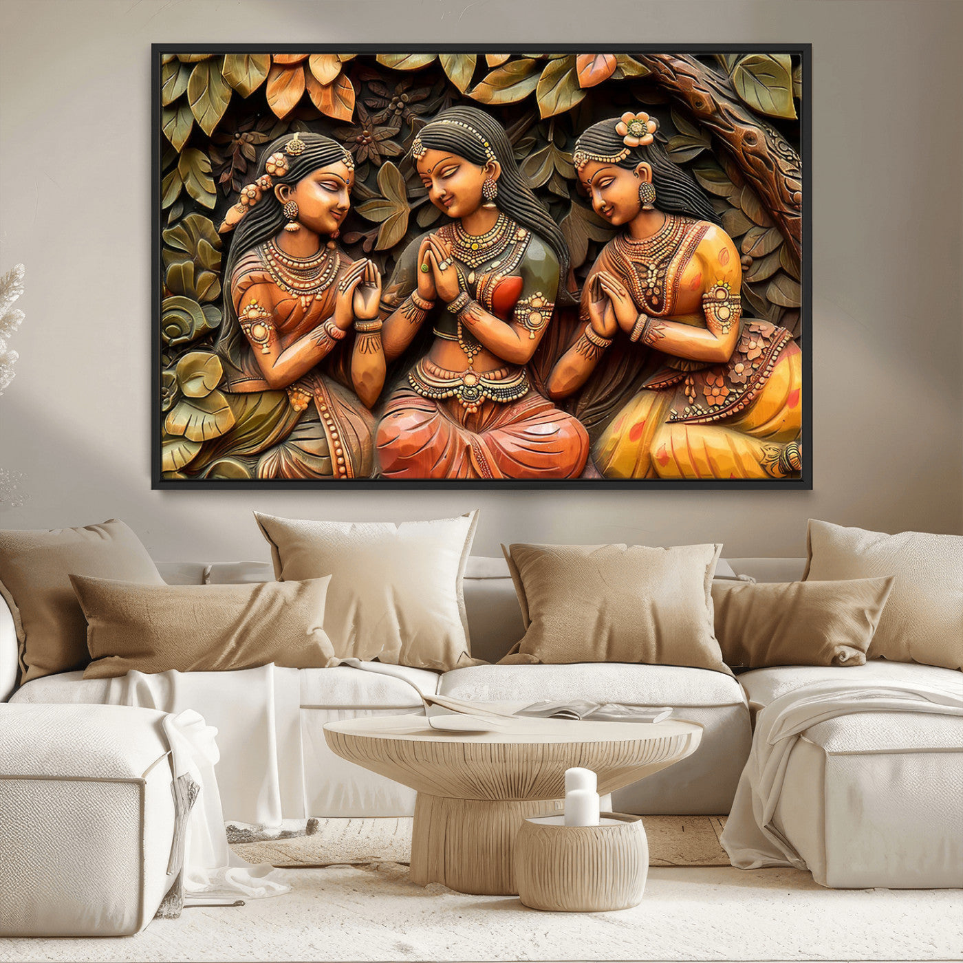 MGV-FC-36X24 - Indian Woman Statue Wall Art Canvas Print