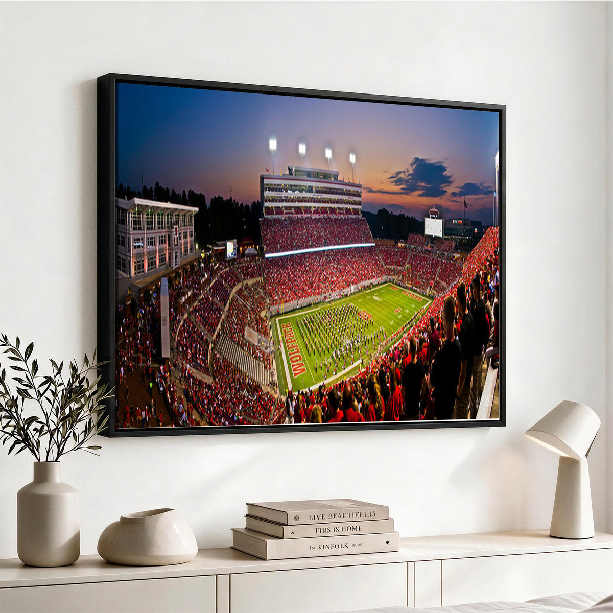 87655-MGV-CV-36X24 - NC State Wolfpack Football Team Print - Raleigh Carter-Finley Stadium Wall Art Canvas Print