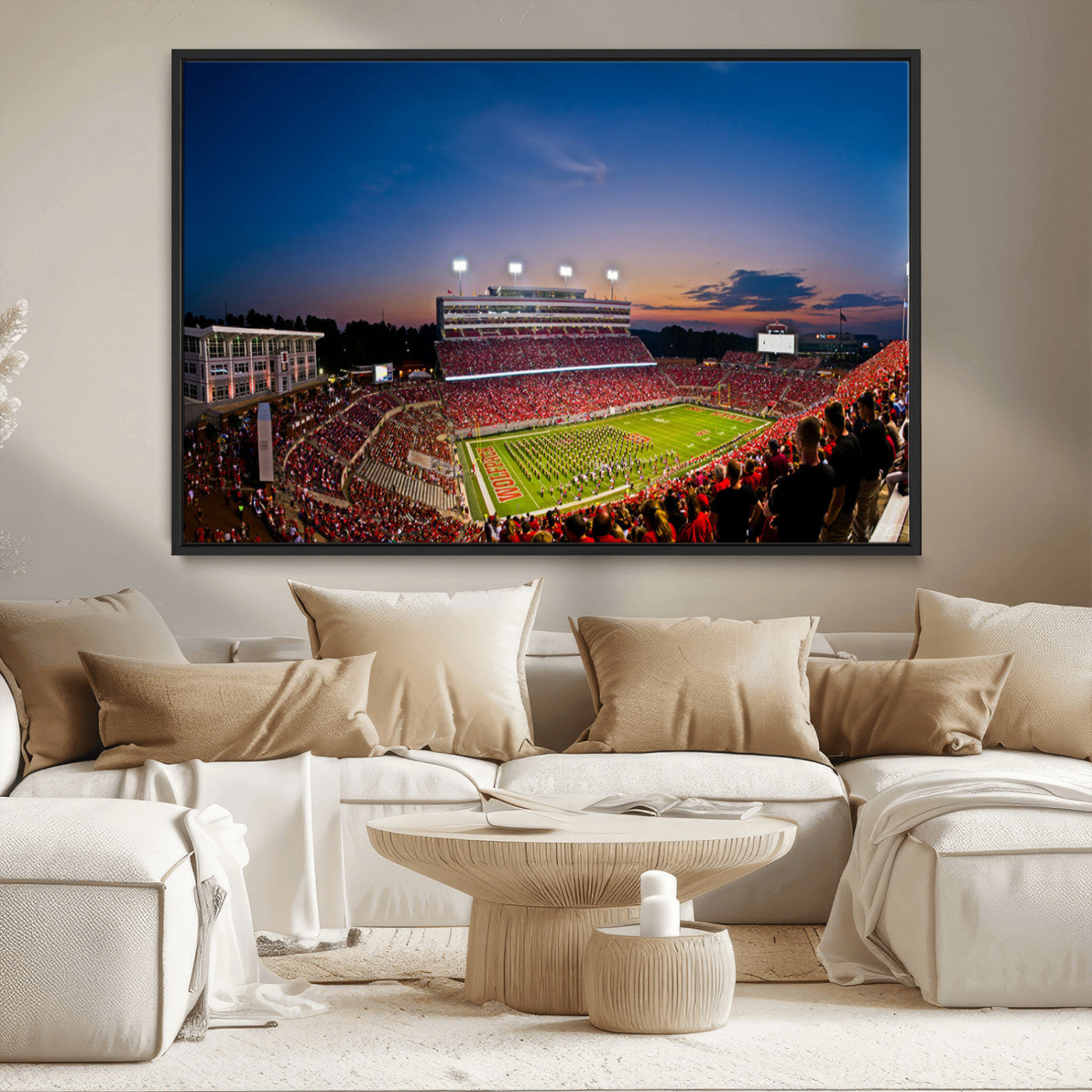 MGV-FC-36X24 - NC State Wolfpack Football Team Print - Raleigh Carter-Finley Stadium Wall Art Canvas Print
