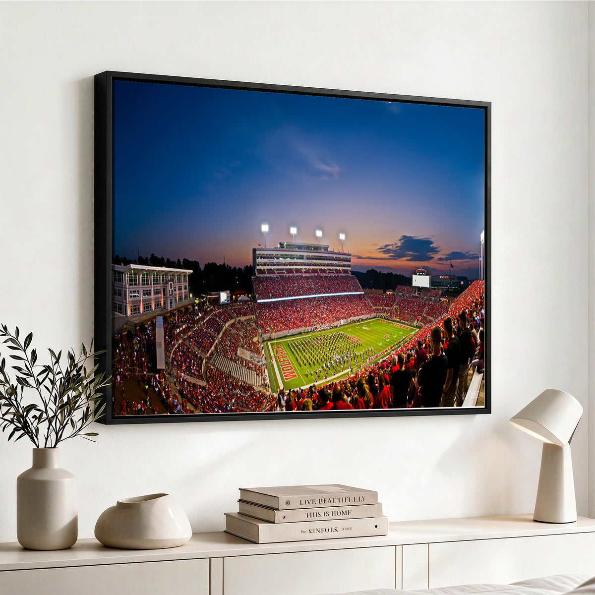 33313-MGV-CV-36X24 - NC State Wolfpack Football Team Print - Raleigh Carter-Finley Stadium Wall Art Canvas Print