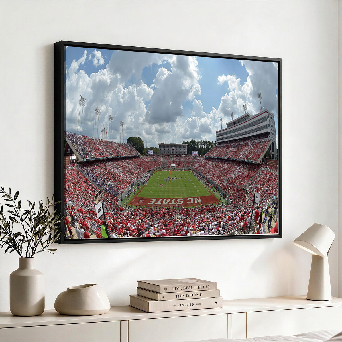 30640-MGV-CV-36X24 - NC State Wolfpack Football Team Print Canvas- Raleigh Carter-Finley Stadium Wall Art Canvas Print