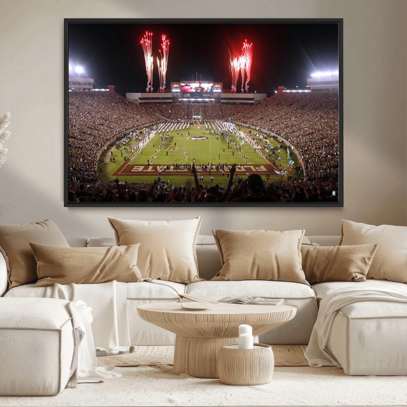 MGV-FC-36X24 - Framed Florida State Seminoles Football Team Print - Tallahassee Doak Campbell Stadium Wall Art