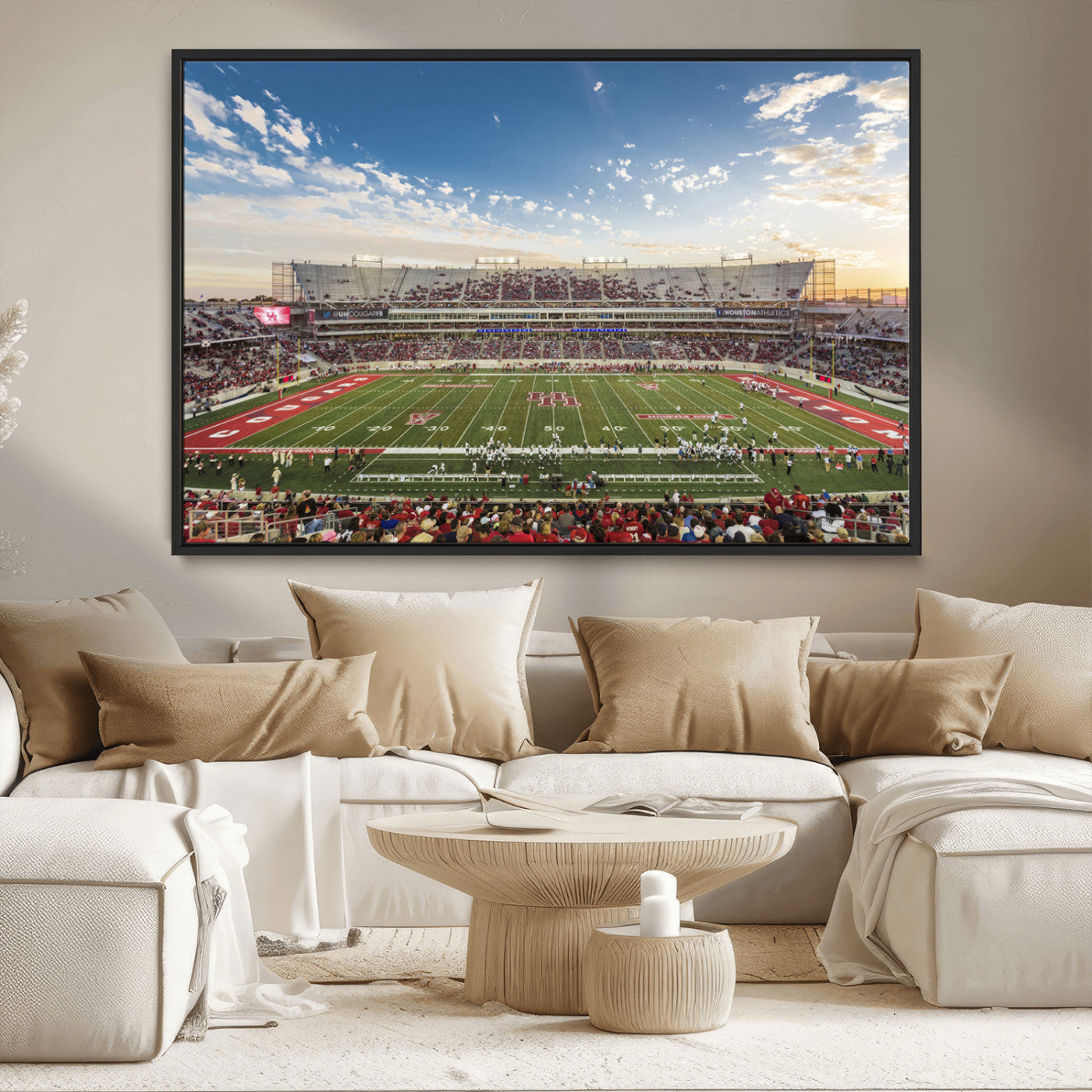 MGV-FC-36X24 - Framed Houston Cougars Football Team Print - Houston TDECU Stadium Wall Art Canvas Print