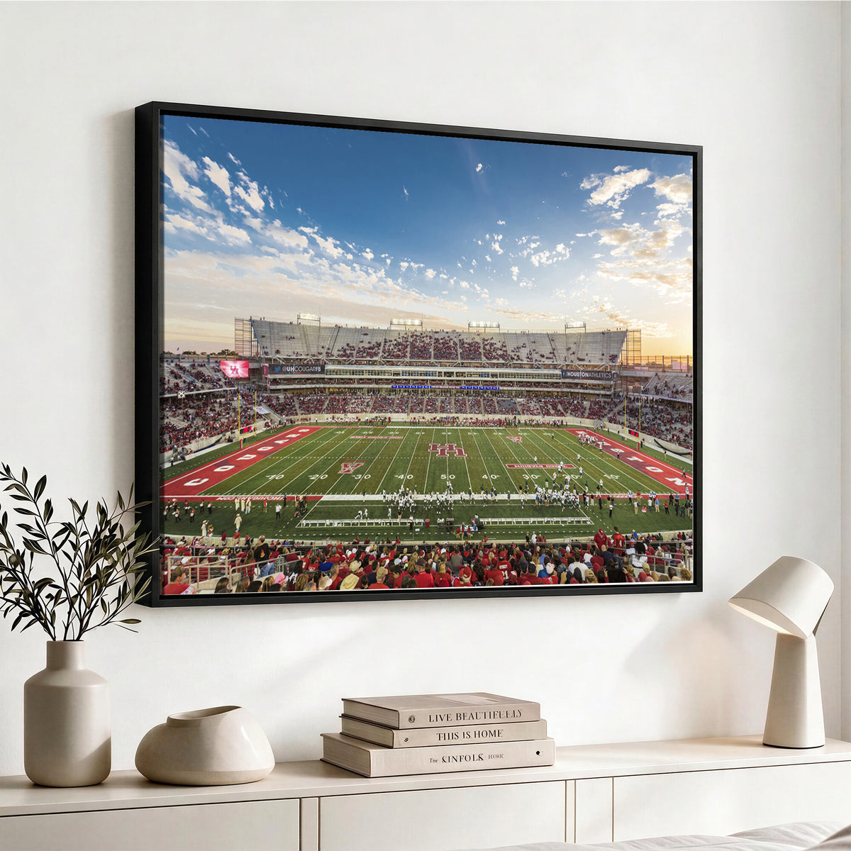 36612-MGV-CV-36X24 - Framed Houston Cougars Football Team Print - Houston TDECU Stadium Wall Art Canvas Print