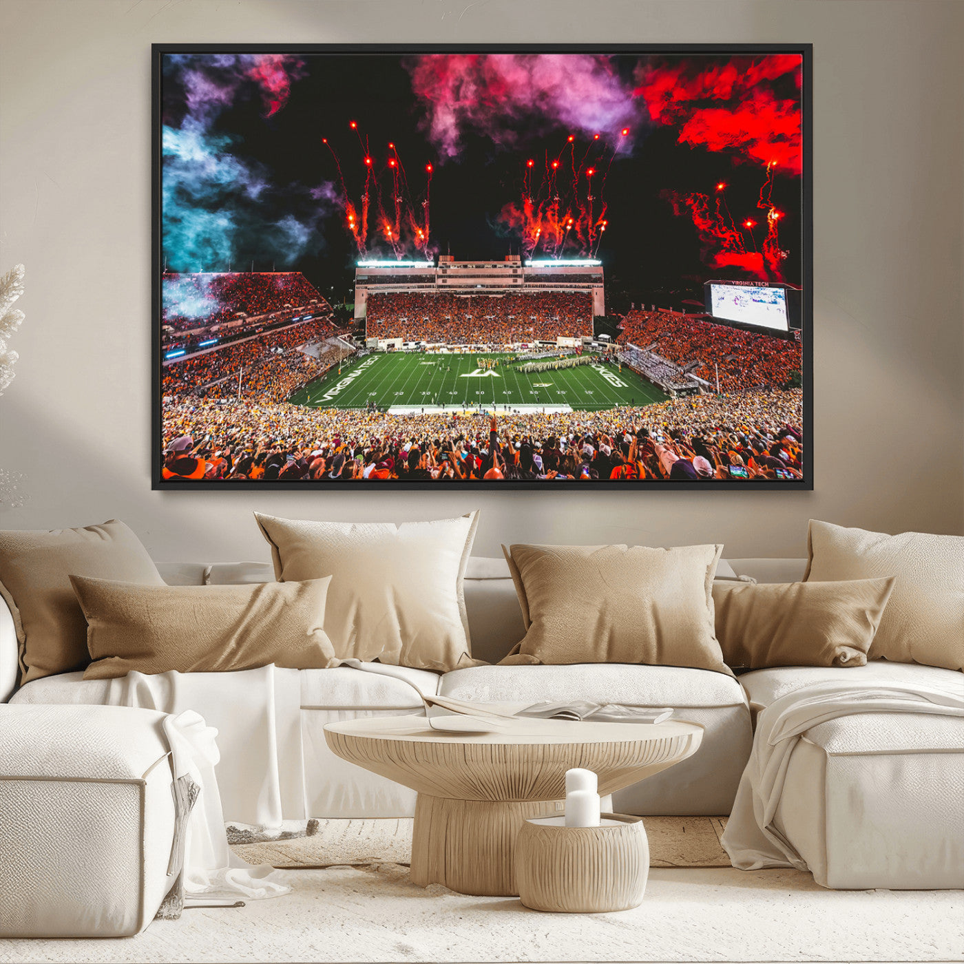 MGV-FC-36X24 - Virginia Tech Hokies Football Team Print - Blacksburg Lane Stadium Wall Art Canvas Print