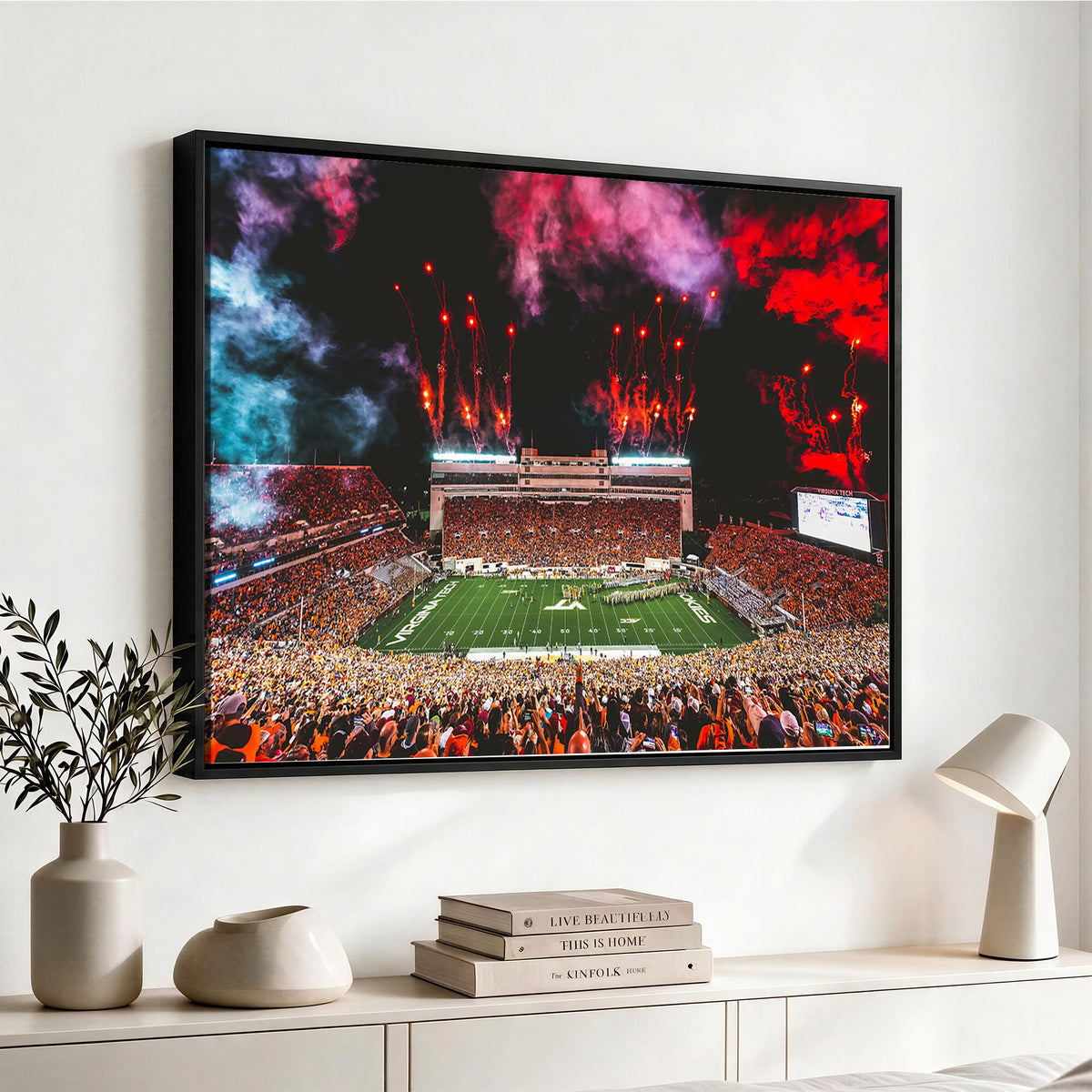 65761-MGV-CV-36X24 - Virginia Tech Hokies Football Team Print - Blacksburg Lane Stadium Wall Art Canvas Print