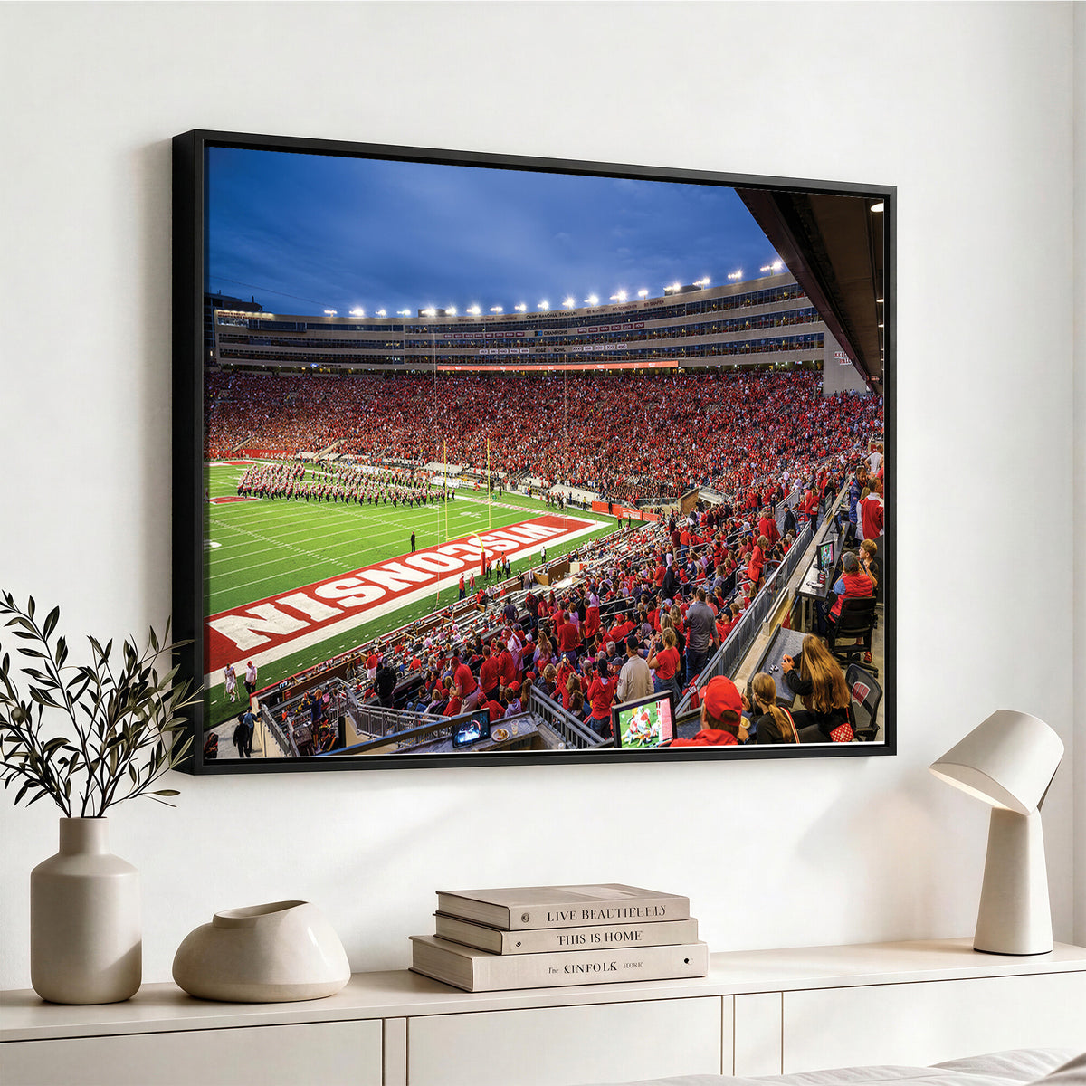 57601-MGV-CV-36X24 - Wisconsin Badgers Football Team Print - Madison Camp Randall Stadium Wall Art, Wisconsin Badgers