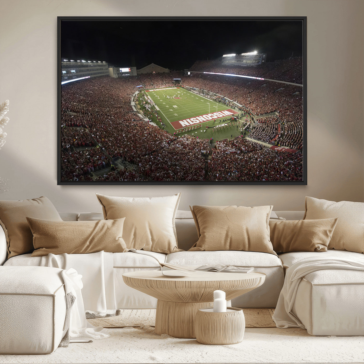MGV-FC-36X24 - Wisconsin Badgers Football Team Print - Madison Camp Randall Stadium Wall Art Canvas Print
