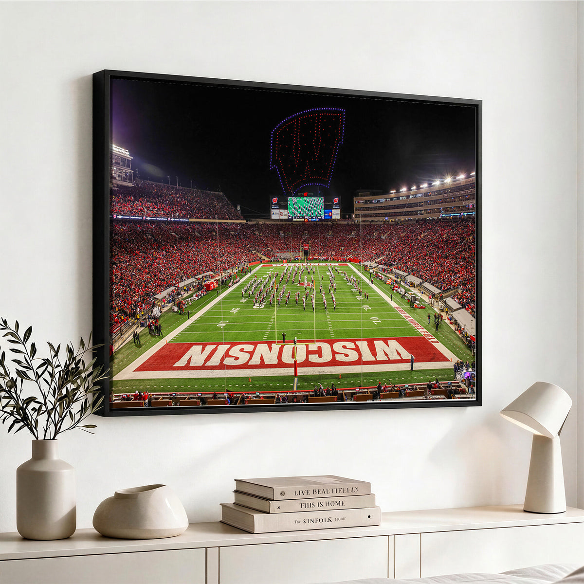 34125-MGV-CV-36X24 - Wisconsin Badgers Football Team Print Canvas- Madison Camp Randall Stadium Wall Art Canvas Print