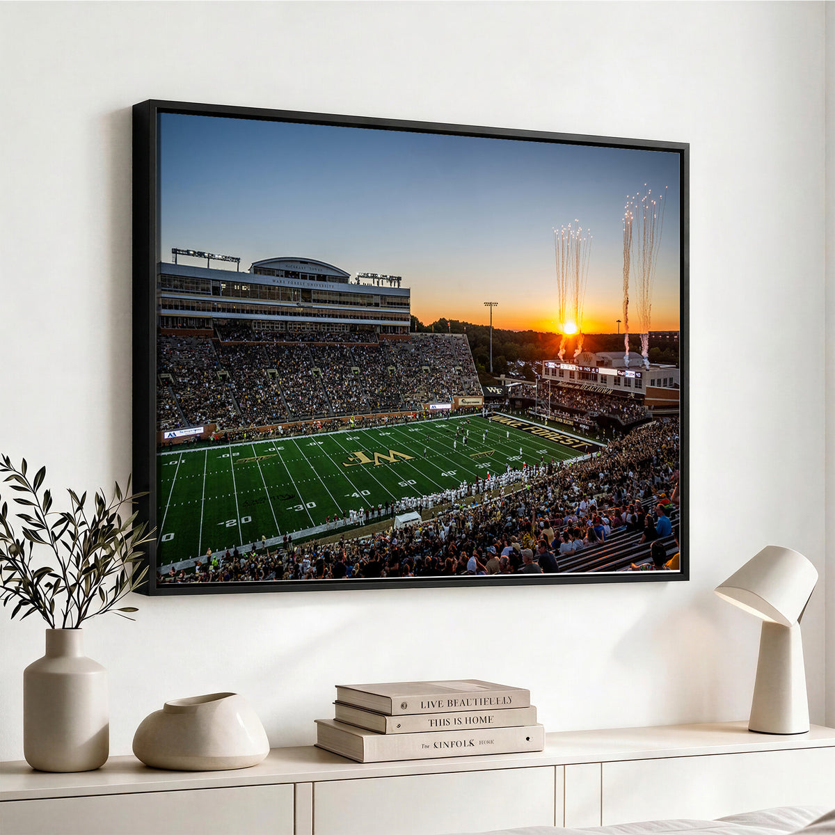 29253-MGV-CV-36X24 - Demon Deacons Football Team Print Canvas- Winston-Salem Allegacy Federal Credit Union Stadium Wall