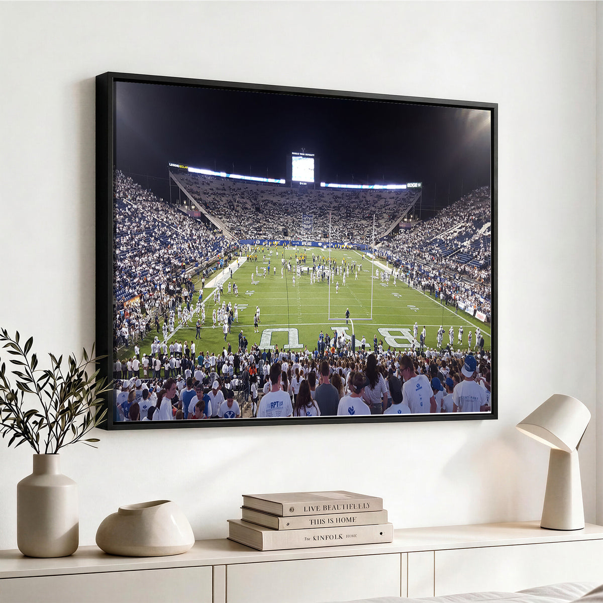 65036-MGV-CV-36X24 - Brigham Young University Cougars Football Print Canvas - Provo LaVell Edwards Stadium Wall Art