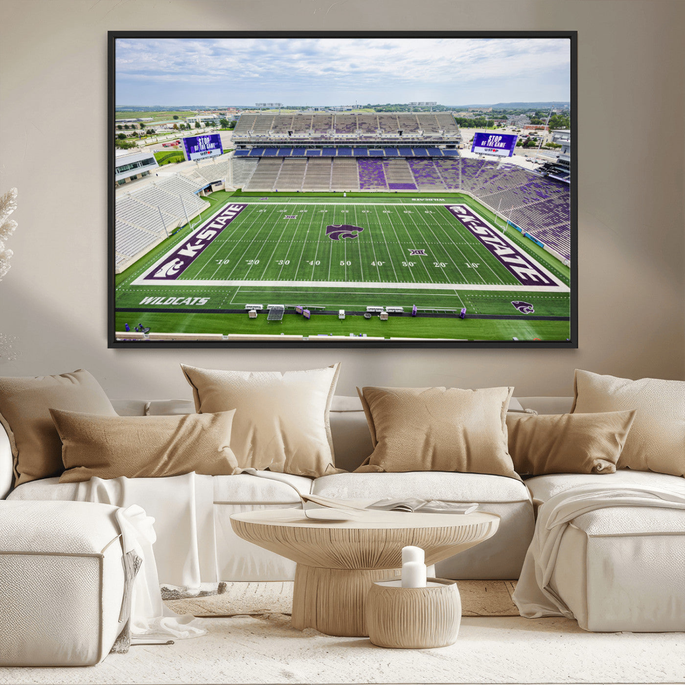 MGV-FC-36X24 - KState Wildcats Football Team Print - Manhattan Bill Snyder Family Football Stadium Wall Art Canvas