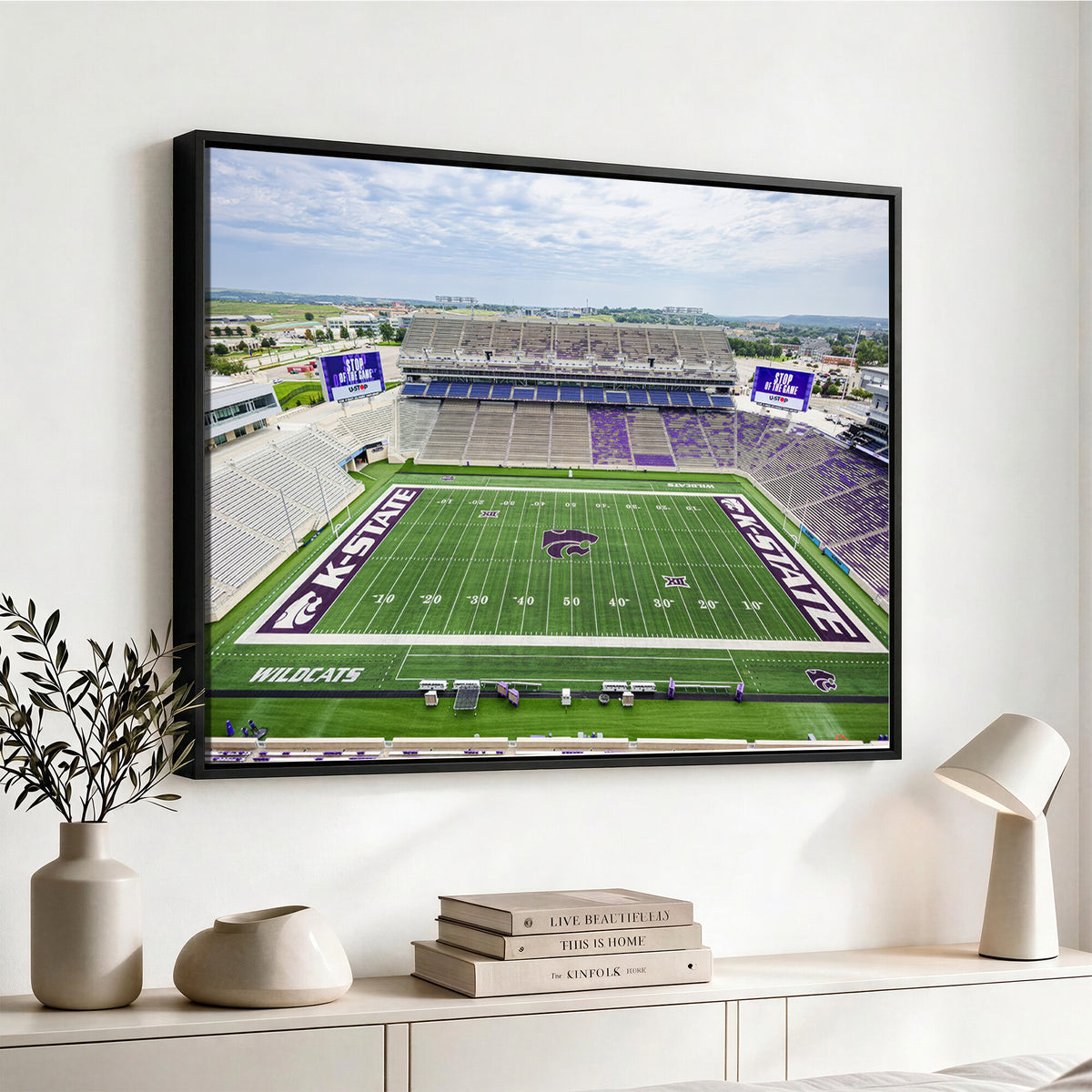 29452-MGV-CV-36X24 - KState Wildcats Football Team Print - Manhattan Bill Snyder Family Football Stadium Wall Art Canvas