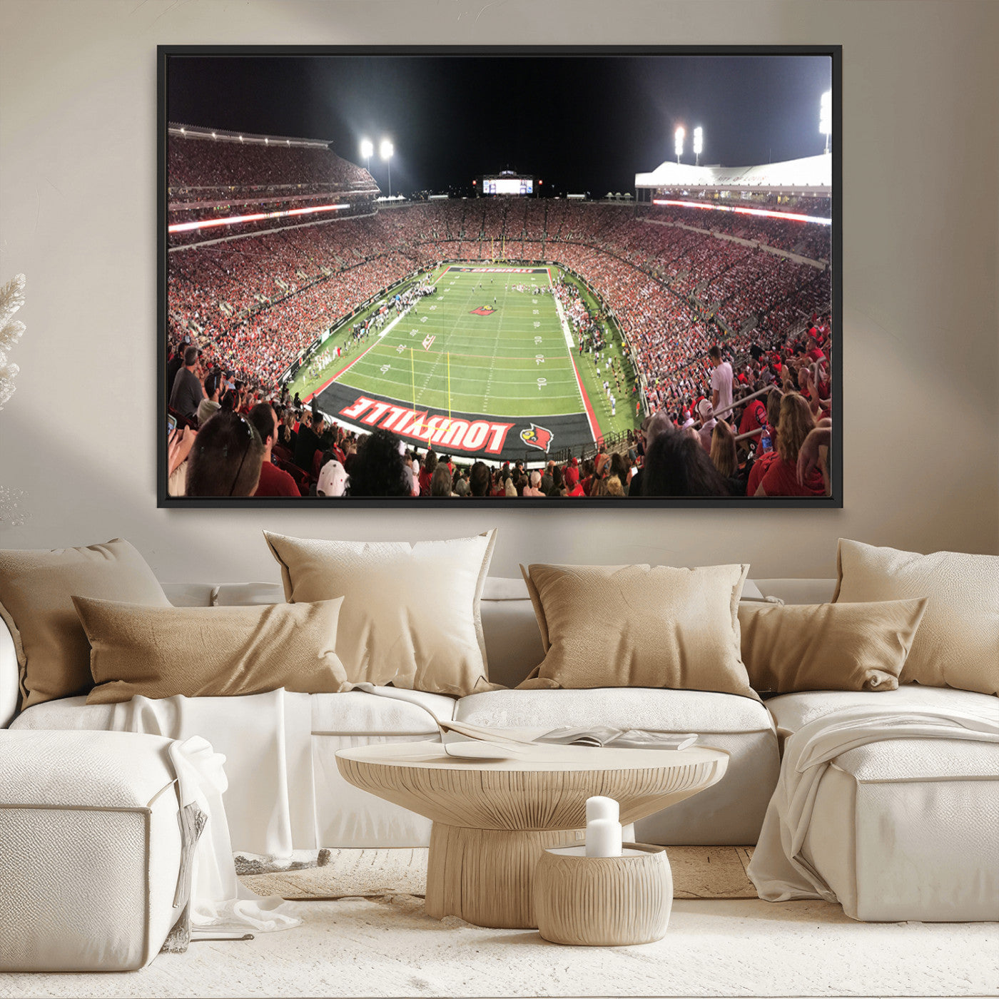 MGV-FC-36X24 - University of Louisville Cardinals Football Team Print - Louisville Cardinal Stadium Wall Art Canvas