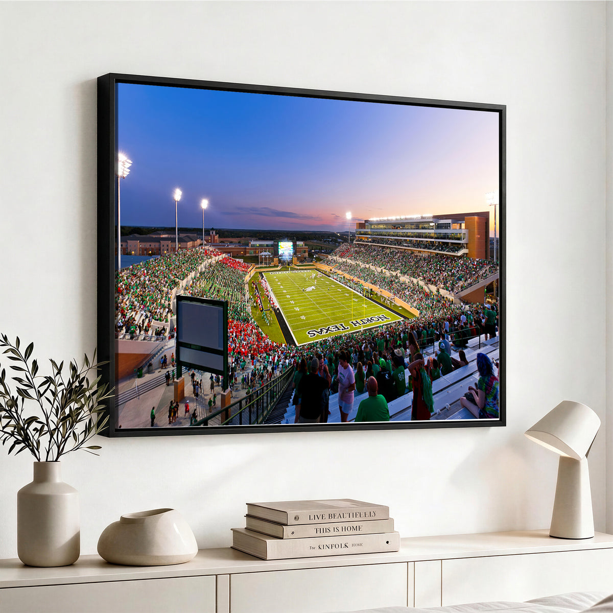 25916-MGV-CV-36X24 - University of North Texas Mean Green Football Team Print - Denton DATCU Stadium Canvas Print Wall