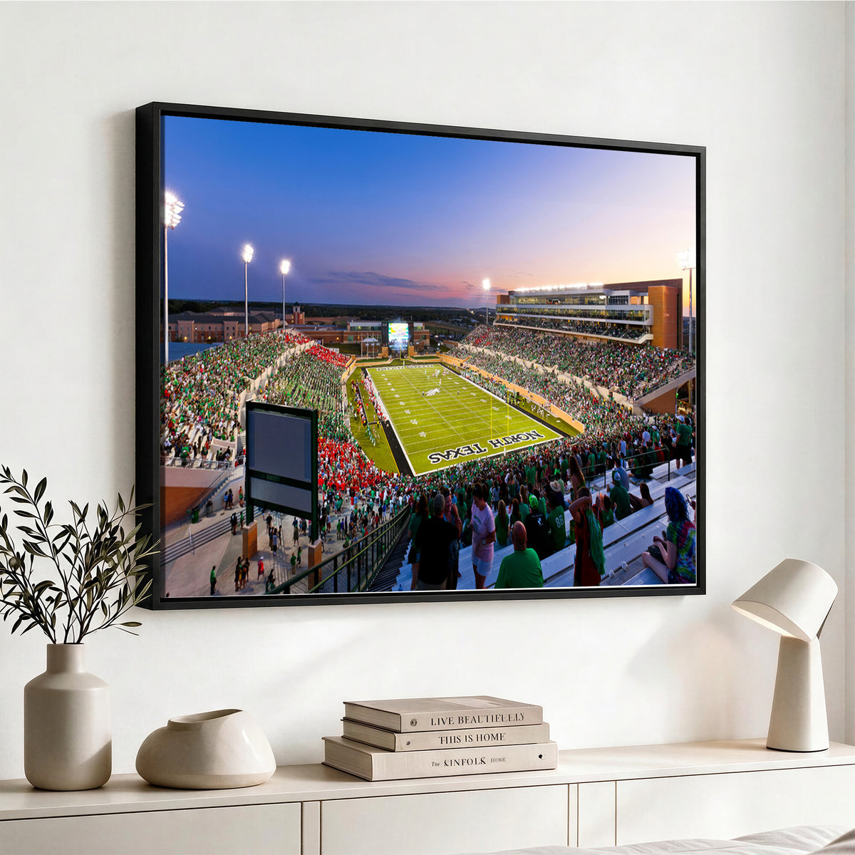 81582-MGV-CV-36X24 - University of North Texas Mean Green Football Team Print - Denton DATCU Stadium Wall Art Canvas