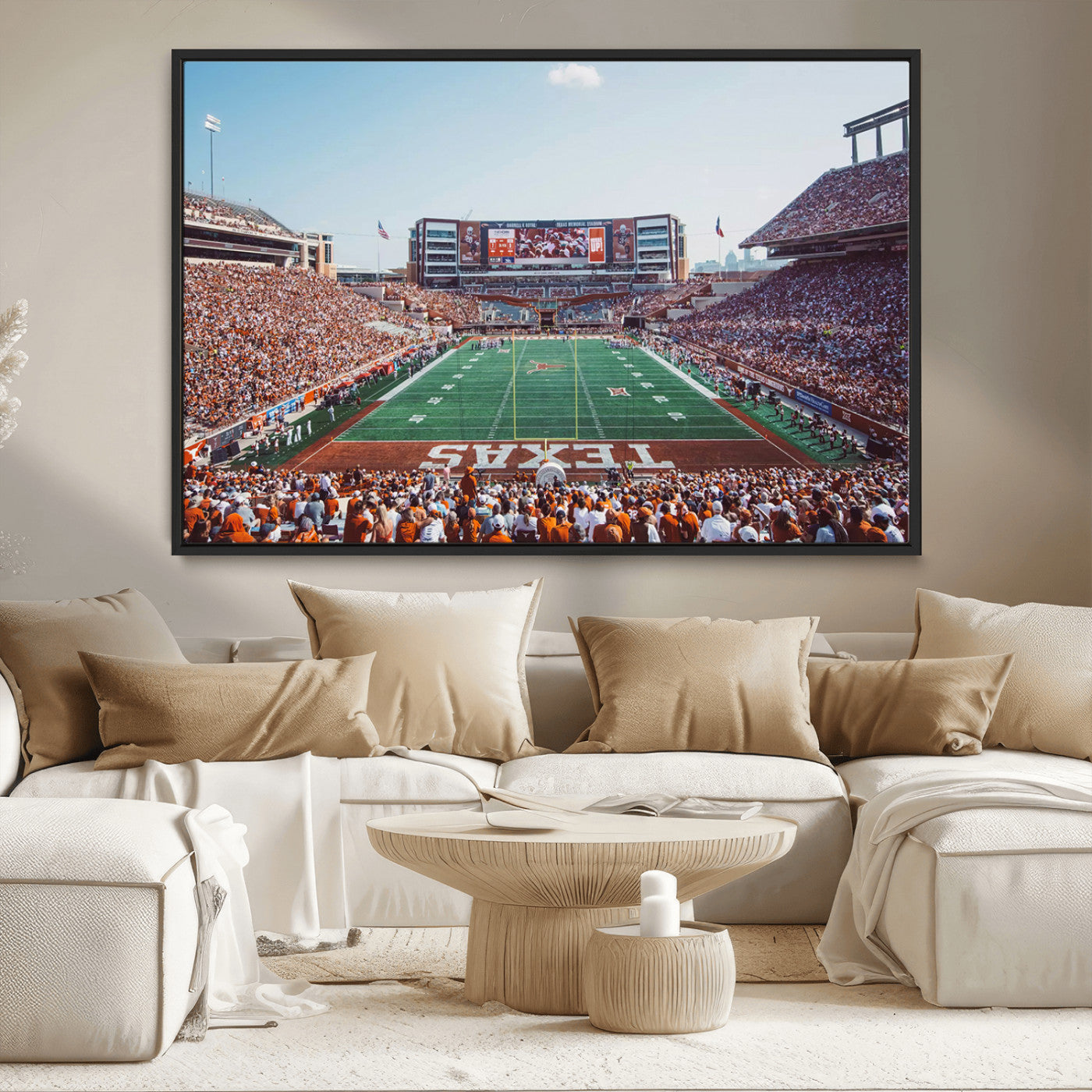 MGV-FC-36X24 - Framed Texas Memorial Stadium Canvas, University of Texas Longhorns Football Team Print - Austin