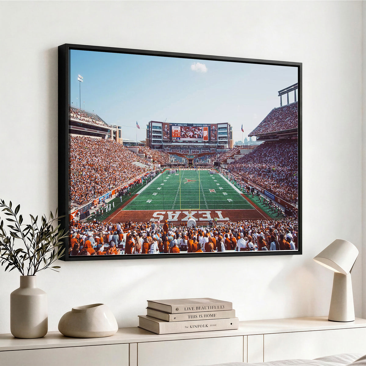 14826-MGV-CV-36X24 - Framed Texas Memorial Stadium Canvas, University of Texas Longhorns Football Team Print - Austin