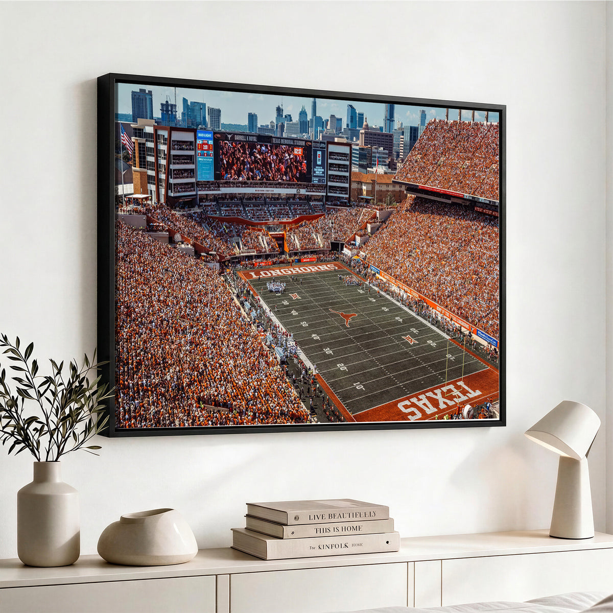 92103-MGV-CV-36X24 - University of Texas Longhorns Football Team Print - Austin Darrell K Royal-Texas Memorial Stadium