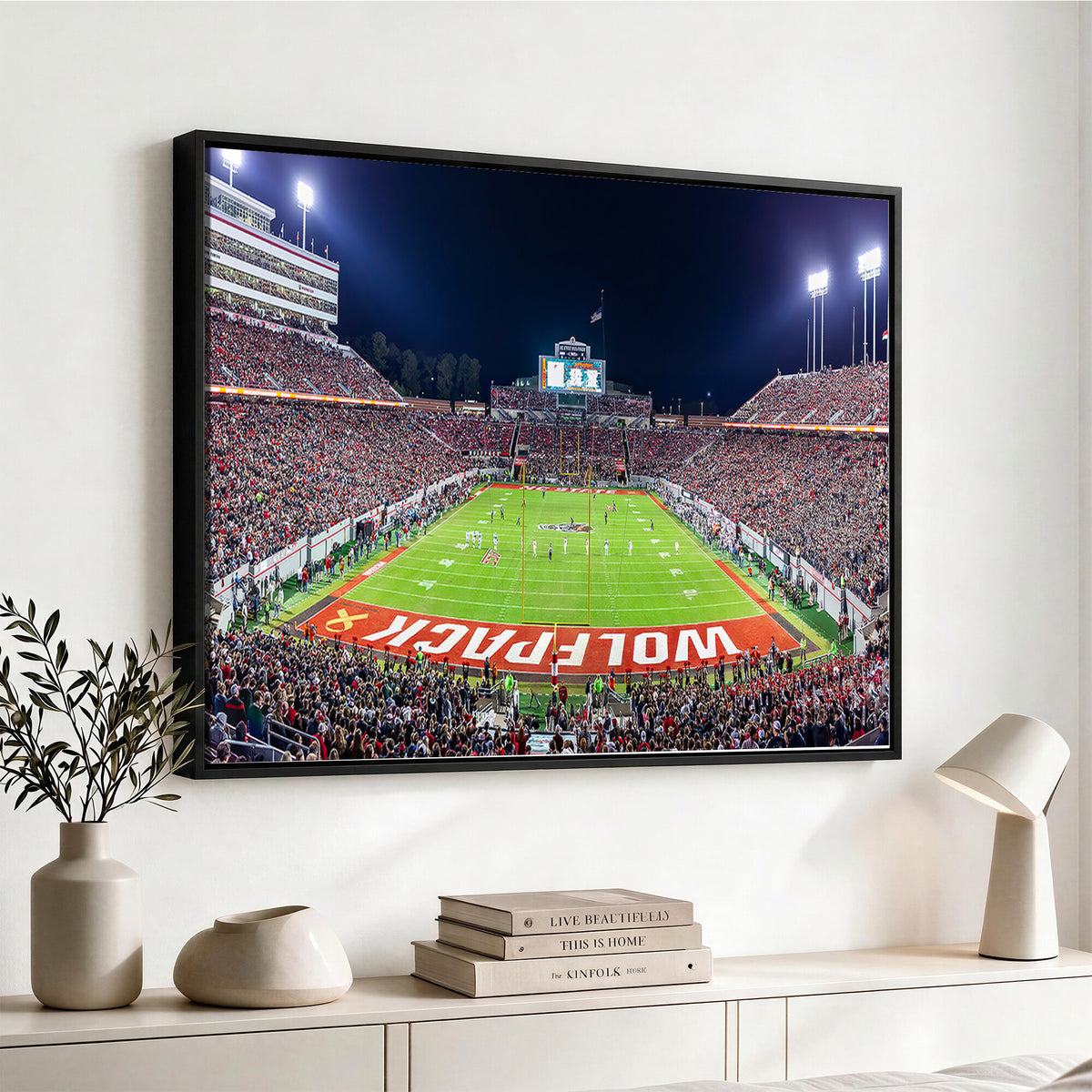 80943-MGV-CV-36X24 - Wolfpack Football Team Print - Raleigh Carter-Finley Stadium Wall Art Canvas Print