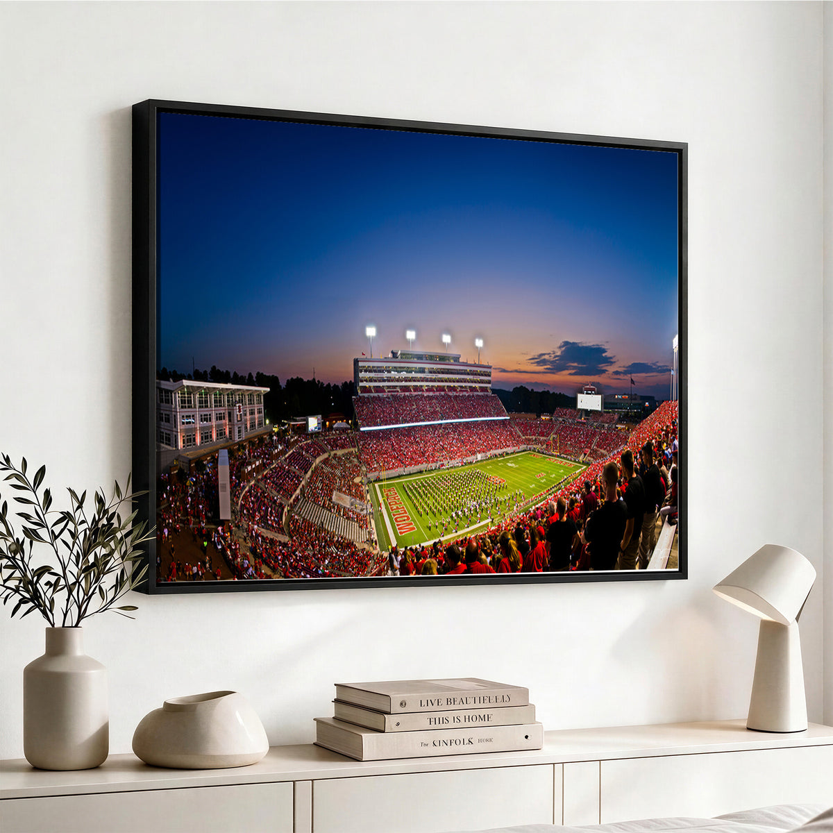 76202-MGV-CV-36X24 - Wolfpack Football Team Wall Art Print - Raleigh Carter-Finley Stadium Wall Art Canvas Print