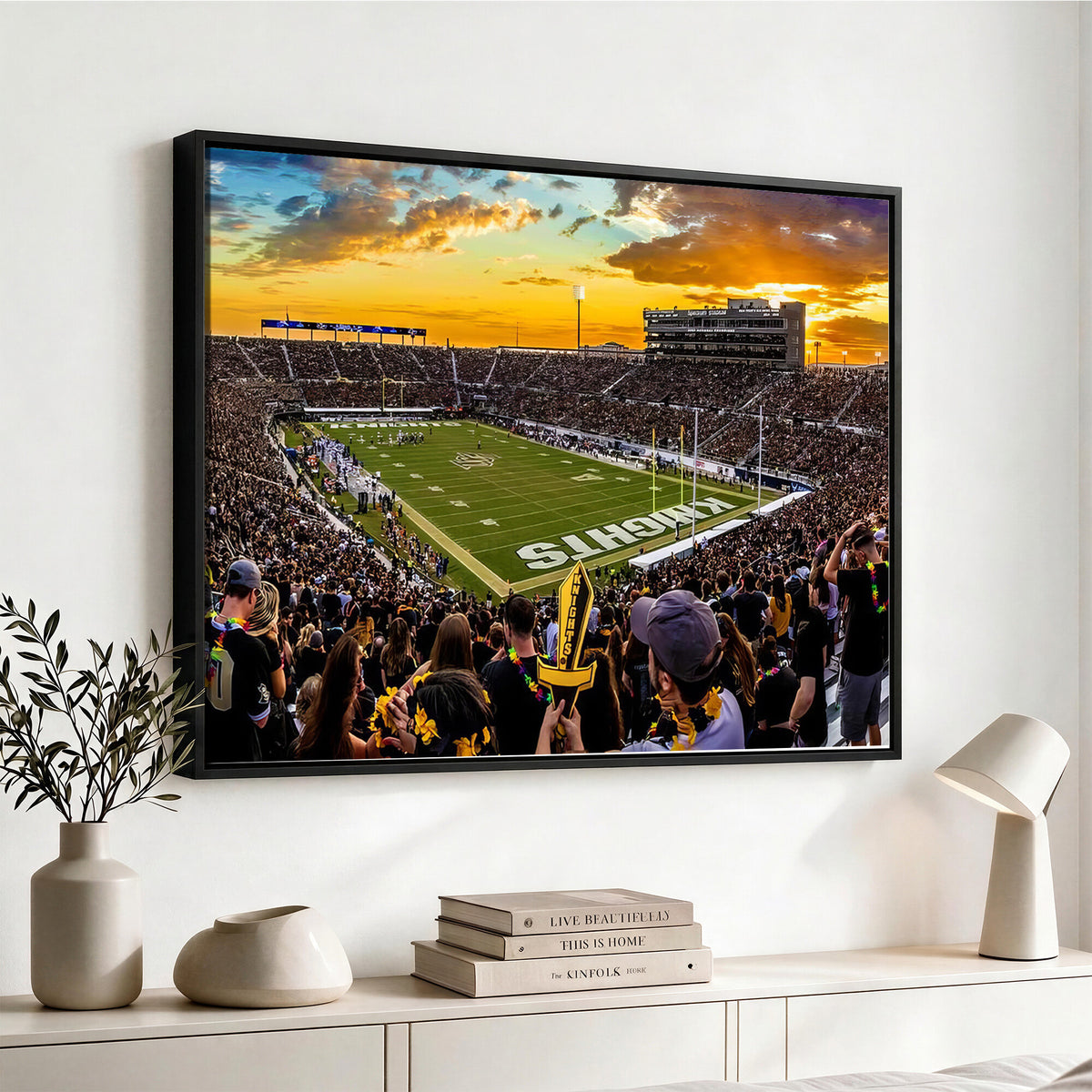 66803-MGV-CV-36X24 - UCF Knights Football Team Print - Orlando FBC Mortgage Stadium, UCF Knights Wall Art Canvas Print