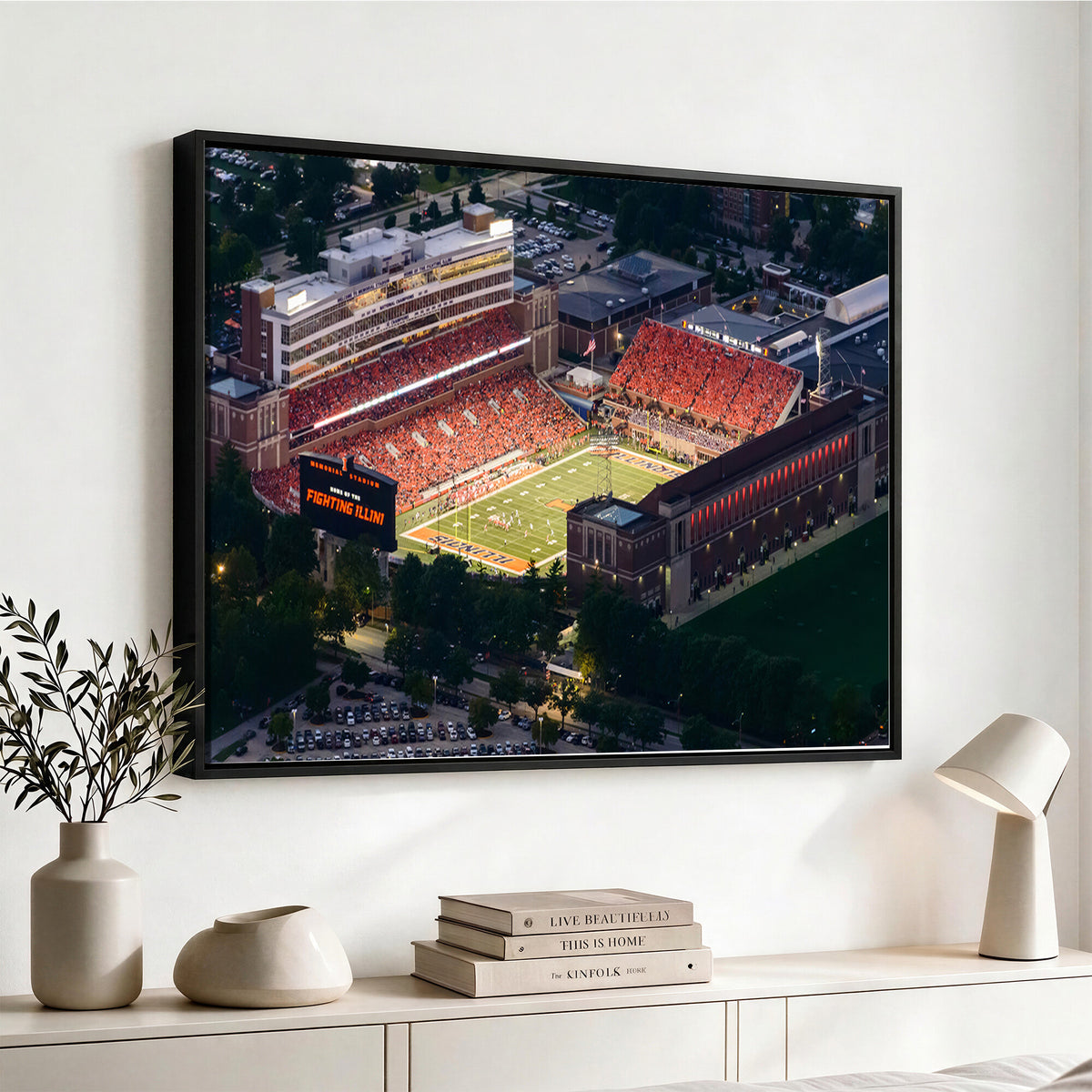78052-MGV-CV-36X24 - University of Illinois Fighting Illini Football Team Print - Champaign Illinois Memorial Stadium