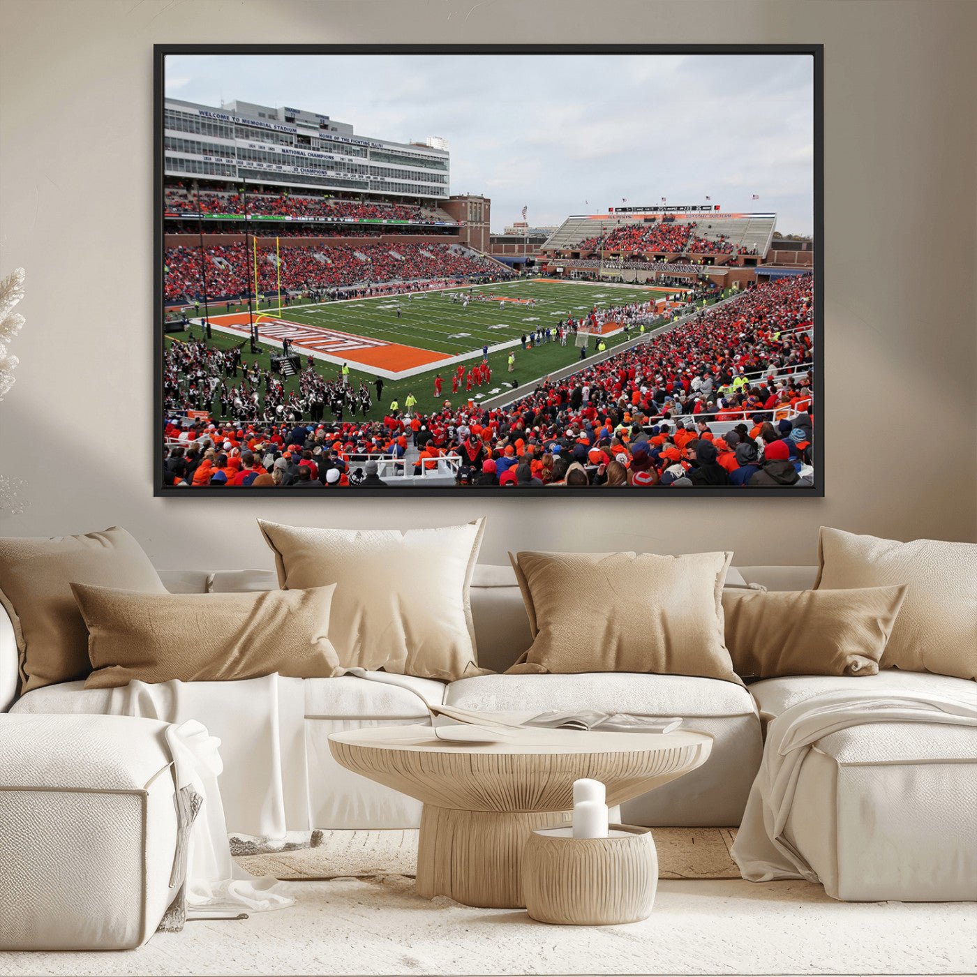 MGV-FC-36X24 - University of Illinois Fighting Illini Football Team Print - Champaign Illinois Memorial Stadium