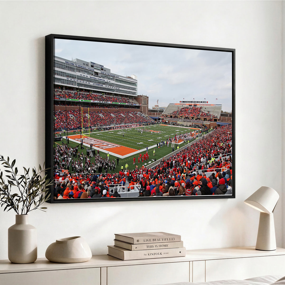 86851-MGV-CV-36X24 - University of Illinois Fighting Illini Football Team Print - Champaign Illinois Memorial Stadium