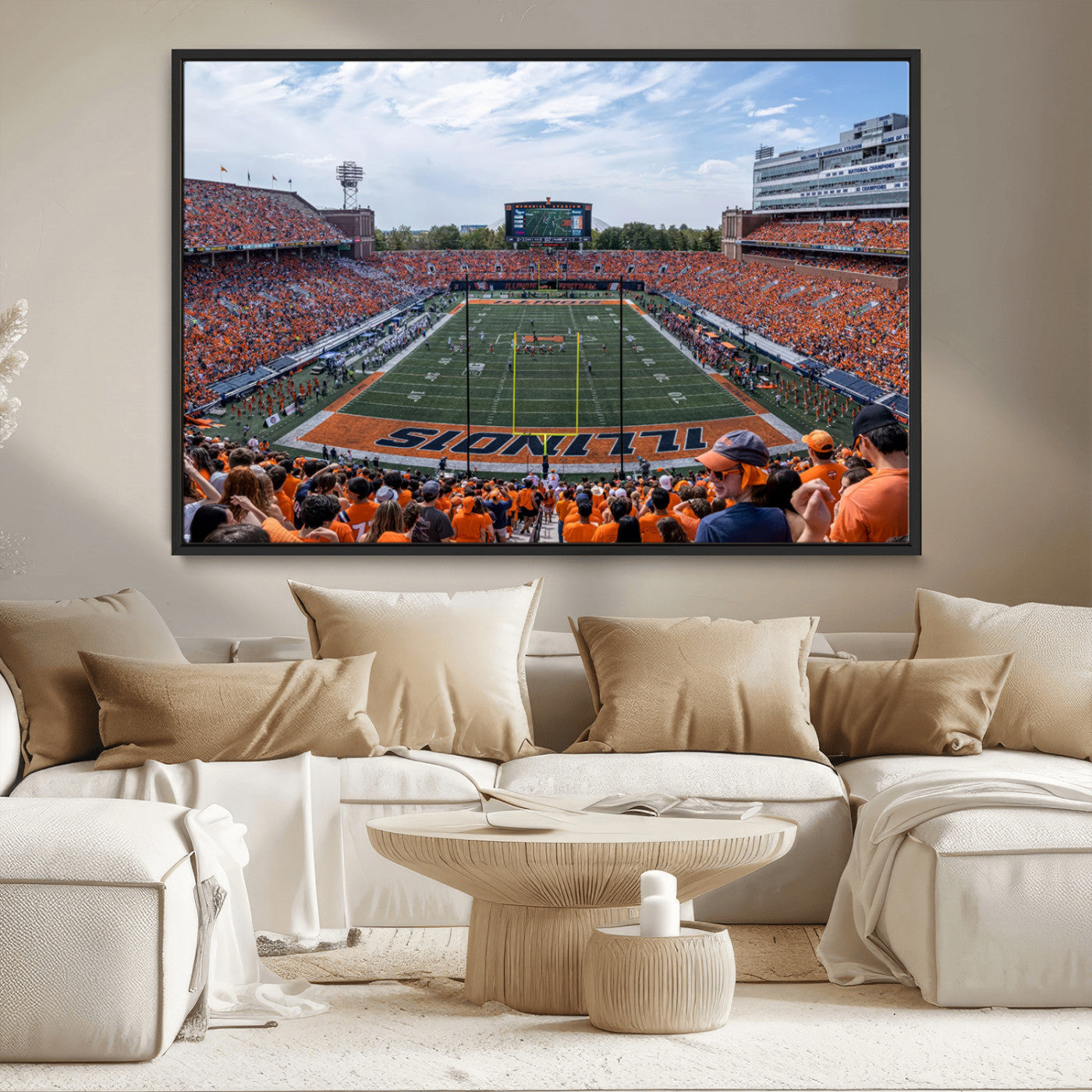 MGV-FC-36X24 - University of Illinois Fighting Illini Football Team Print Canvas - Champaign Illinois Memorial