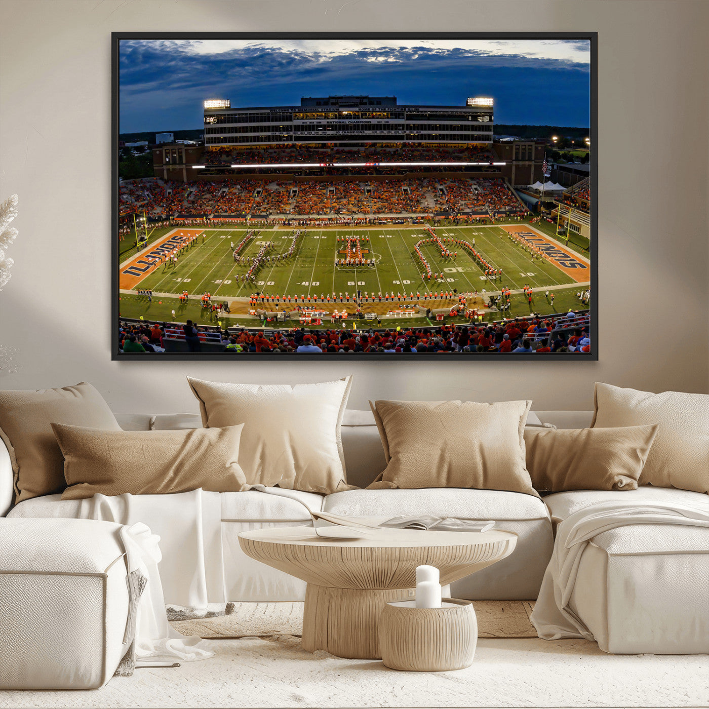 MGV-FC-36X24 - University of Illinois Fighting Illini Football Team Print - Champaign Illinois Memorial Stadium