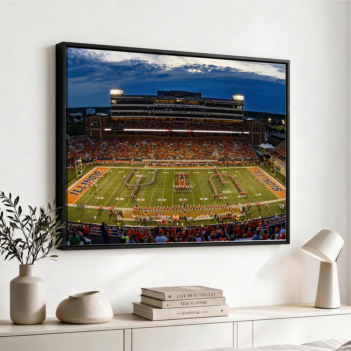 44513-MGV-CV-36X24 - University of Illinois Fighting Illini Football Team Print - Champaign Illinois Memorial Stadium