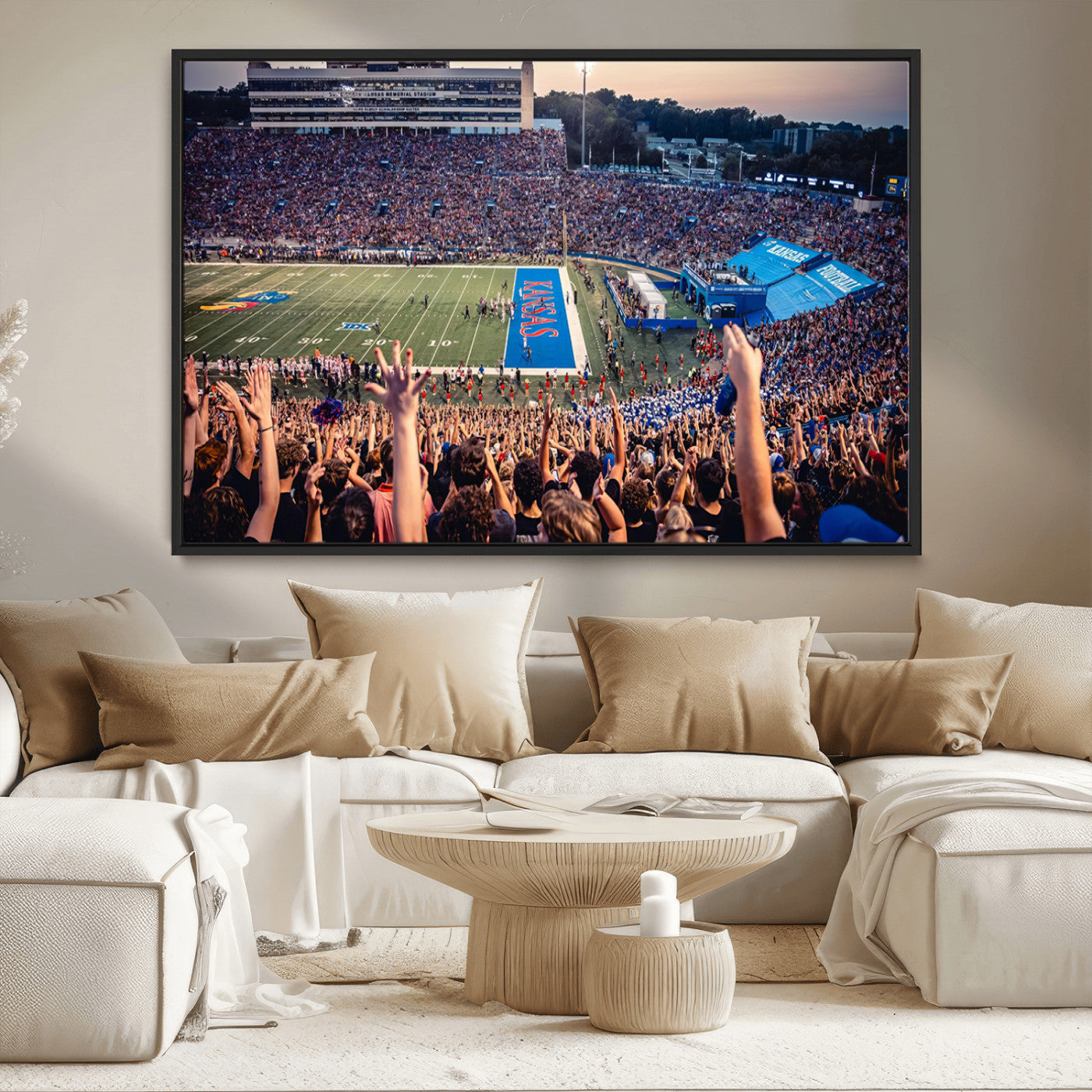 MGV-FC-36X24 - University of Kansas Jayhawks Football Team Art Print - Lawrence Kansas Memorial Stadium Wall Art