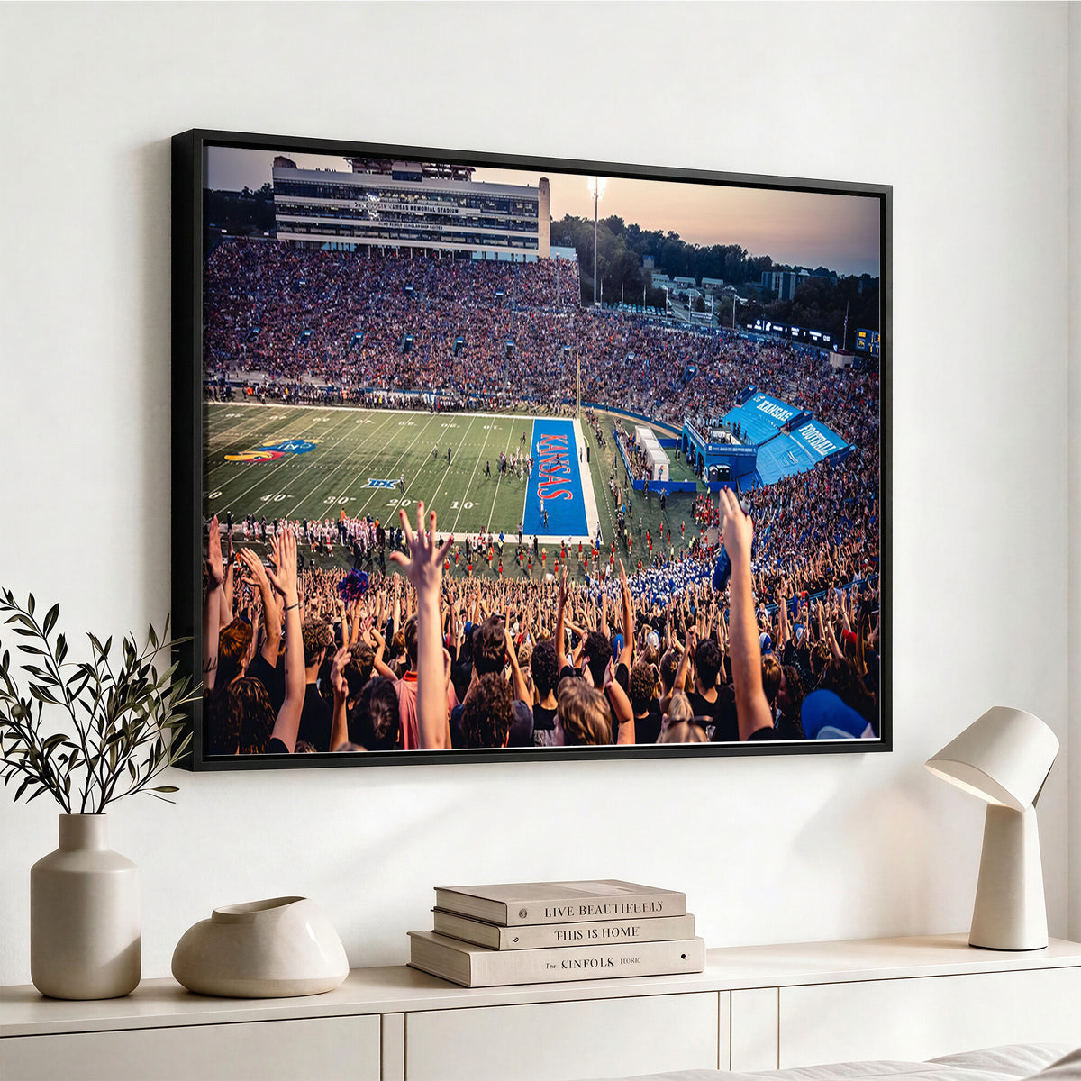 40169-MGV-CV-36X24 - University of Kansas Jayhawks Football Team Art Print - Lawrence Kansas Memorial Stadium Wall Art