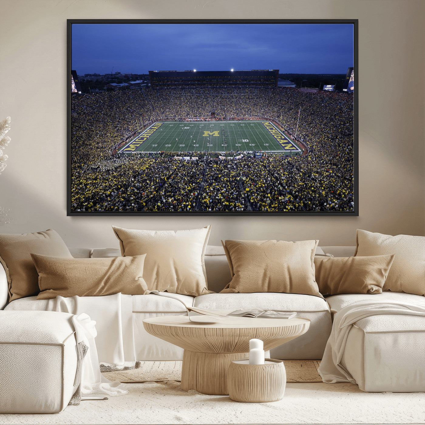 MGV-FC-36X24 - University of Michigan Wolverines Football Team Print - Ann Arbor Michigan Stadium Wall Art Canvas
