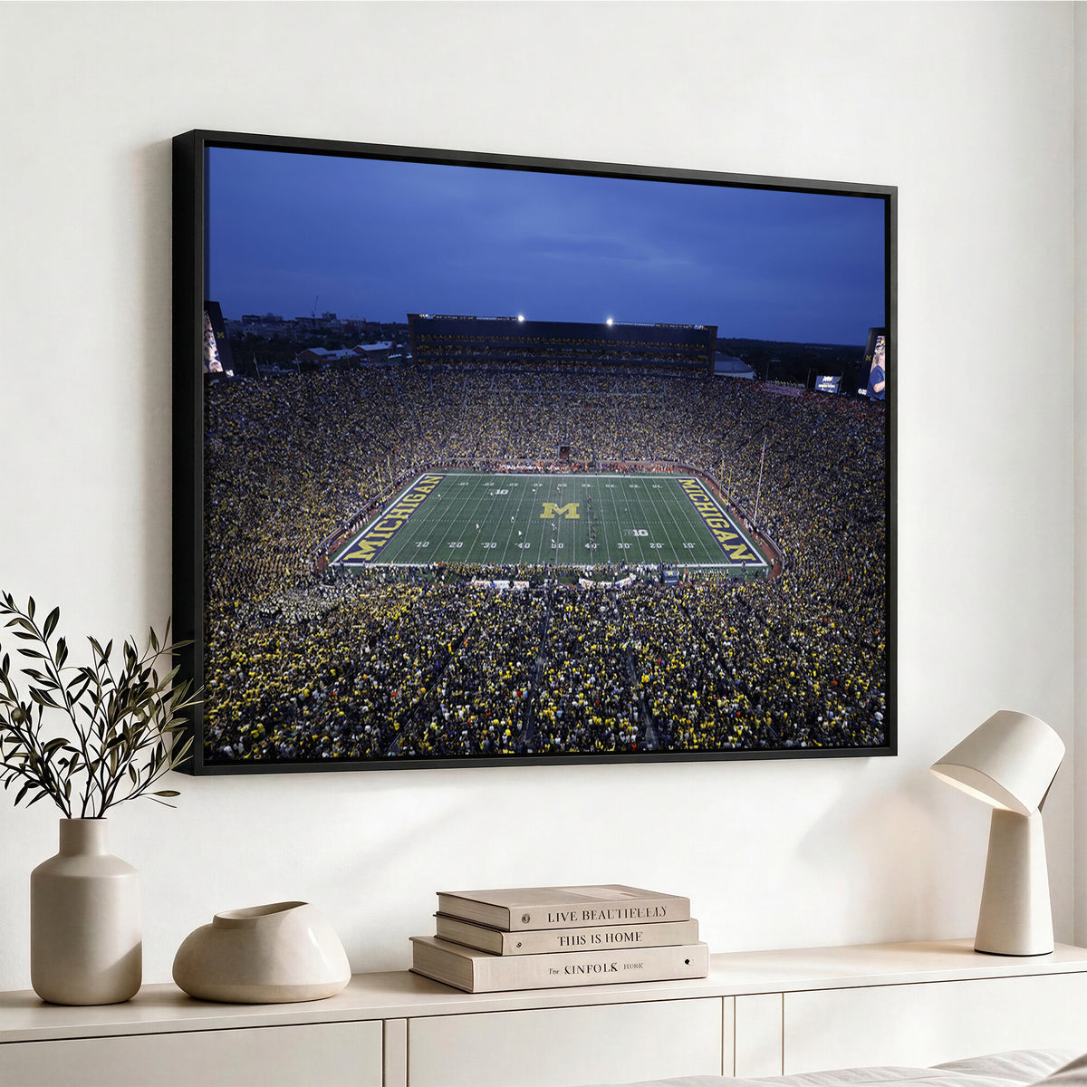 34202-MGV-CV-36X24 - University of Michigan Wolverines Football Team Print - Ann Arbor Michigan Stadium Wall Art Canvas