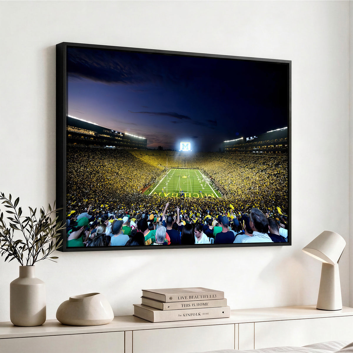 22115-MGV-CV-36X24 - University of Michigan Wolverines Football Team Print - Ann Arbor Michigan Stadium Canvas Print