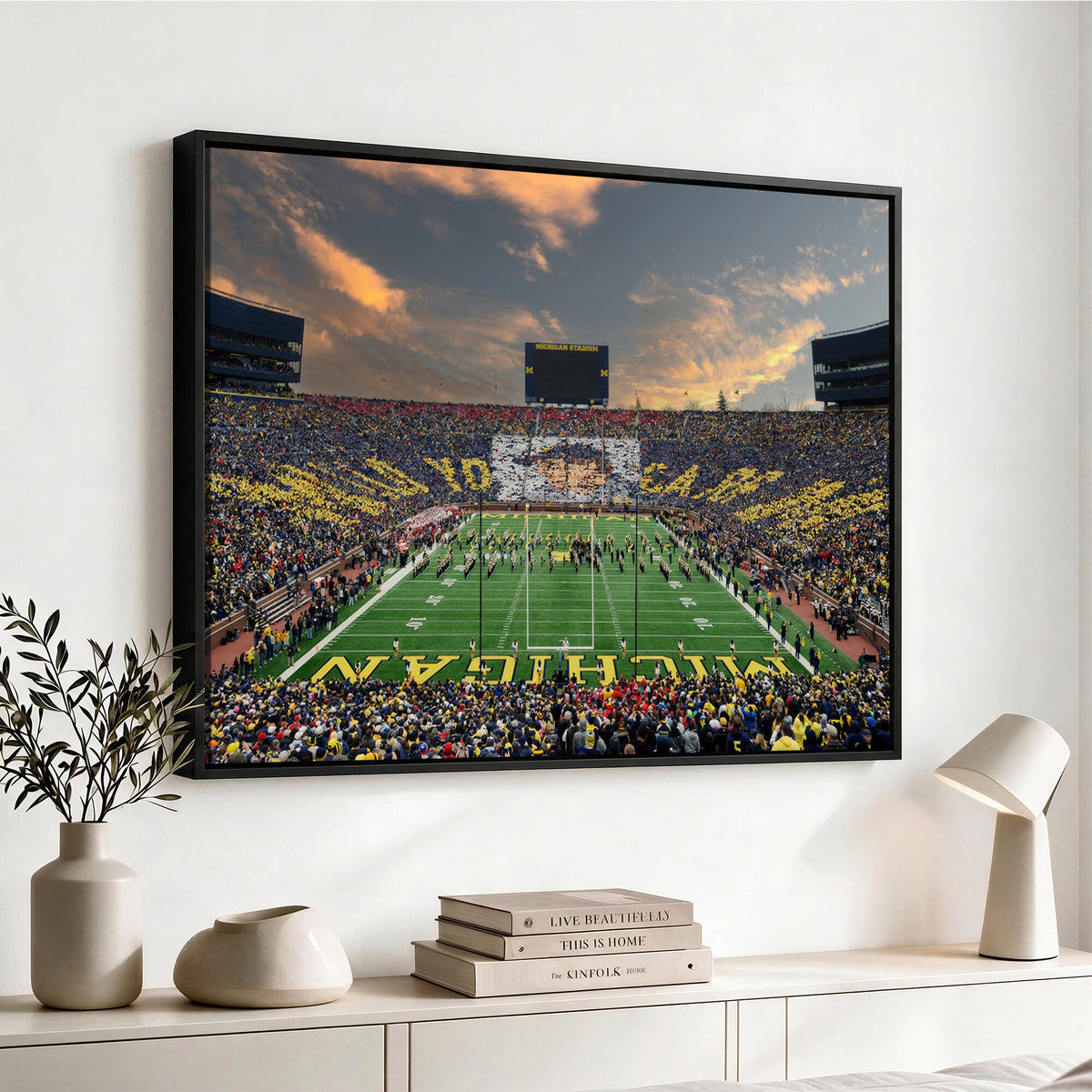 81843-MGV-CV-36X24 - University of Michigan Wolverines Print Canvas, Football Team Print - Ann Arbor Michigan Stadium