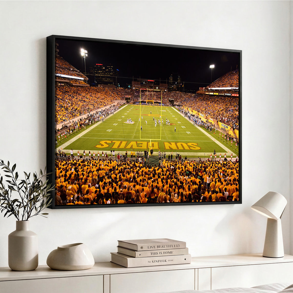 21588-MGV-CV-36X24 - ASU Sun Devils Football Team Print - Phoenix Mountain America Stadium Wall Art Canvas Print