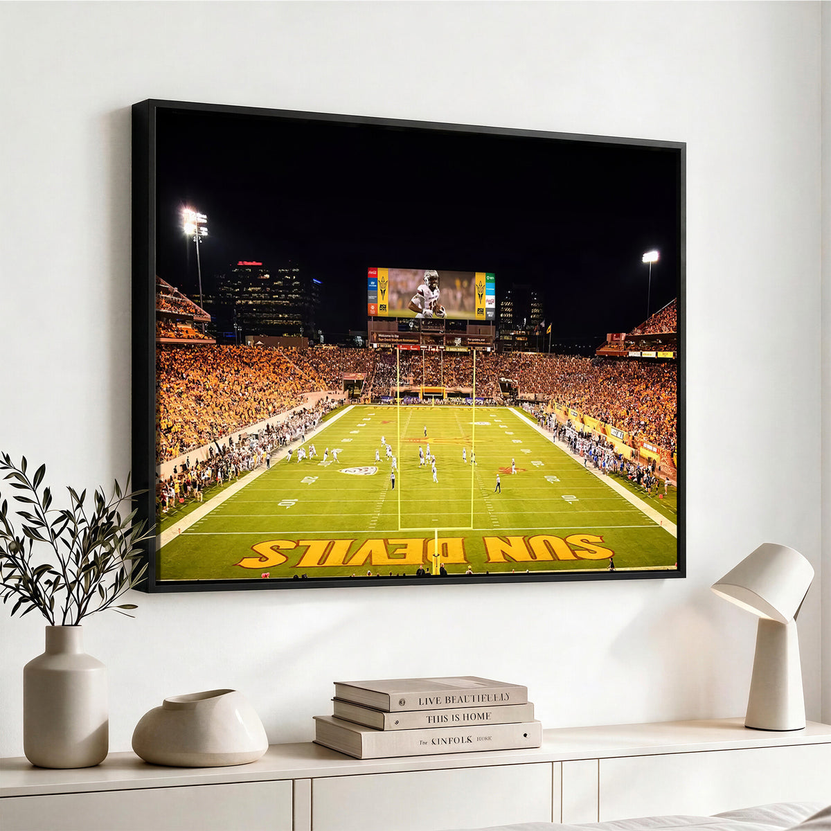 87612-MGV-CV-36X24 - ASU Sun Devils Football Team Print - Phoenix Mountain America Stadium Canvas Print