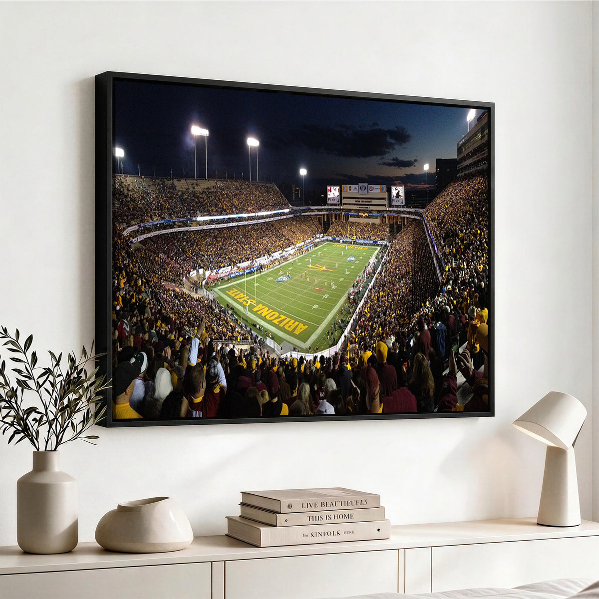 75716-MGV-CV-36X24 - ASU Sun Devils Football Team Print Canvas - Phoenix Mountain America Stadium Wall Art Canvas Print
