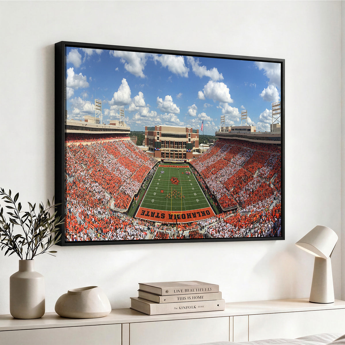 65192-MGV-CV-36X24 - Oklahoma State Cowboys Football Team Print - Stillwater Boone Pickens Stadium Wall Art Canvas Print