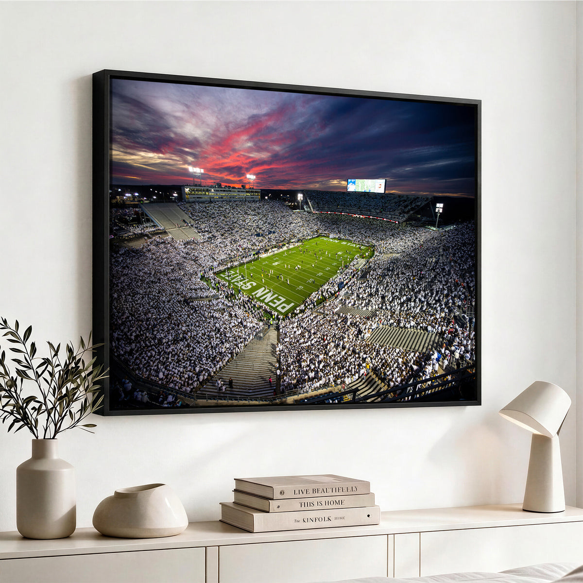 37304-MGV-CV-36X24 - Penn State Nittany Lions Football Team Print - University Park Beaver Stadium Art Canvas Print