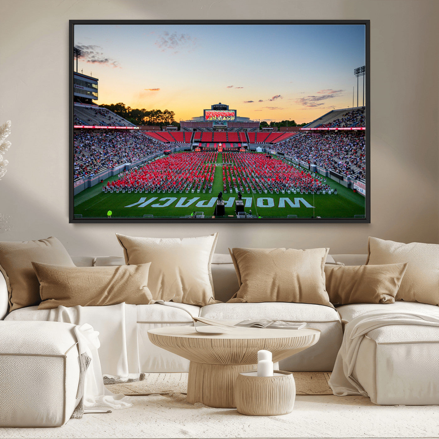 MGV-FC-36X24 - NC State Wolfpack Football Team Print Wall Art - Raleigh Carter-Finley Stadium Wall Art Canvas Print