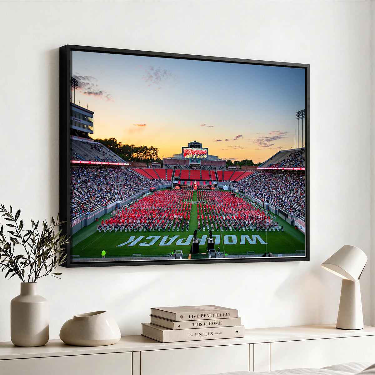 35266-MGV-CV-36X24 - NC State Wolfpack Football Team Print Wall Art - Raleigh Carter-Finley Stadium Wall Art Canvas Print