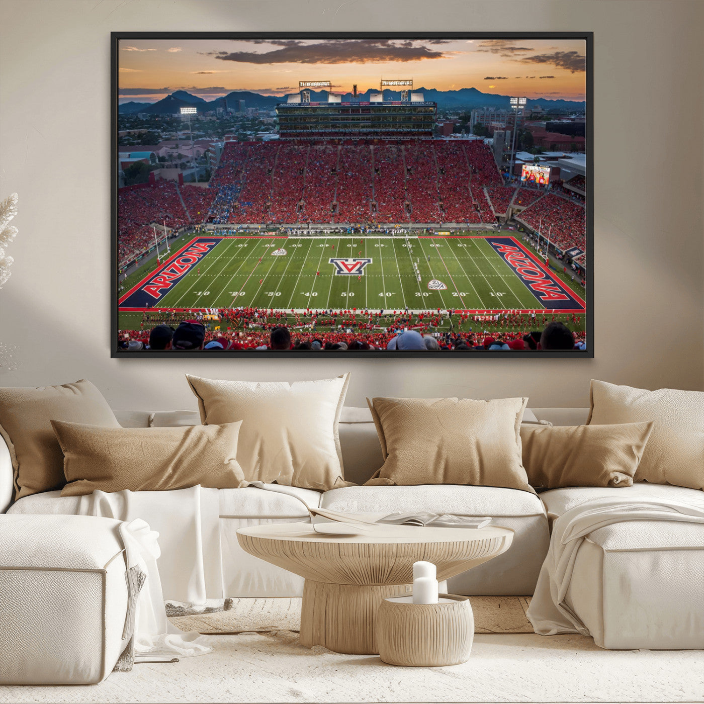 MGV-FC-36X24 - Framed Arizona Wildcats Football Team Print - Tucson Arizona Stadium Wall Art Canvas Print